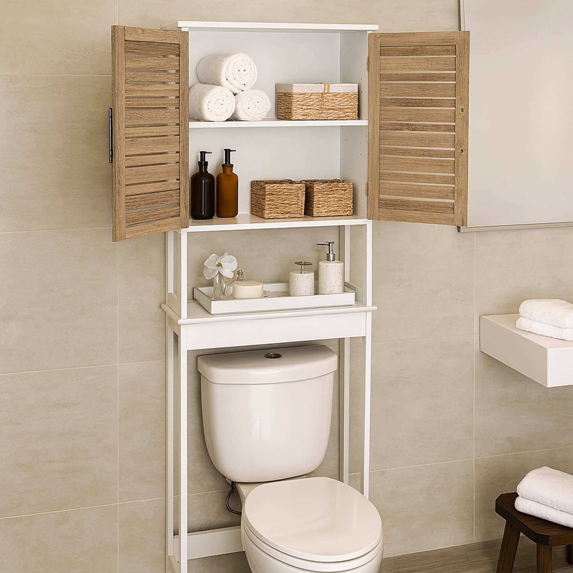 evideco-stockholm-meuble-dessus-wc-2-portes-blanc-ch-ne-tag-re image 5