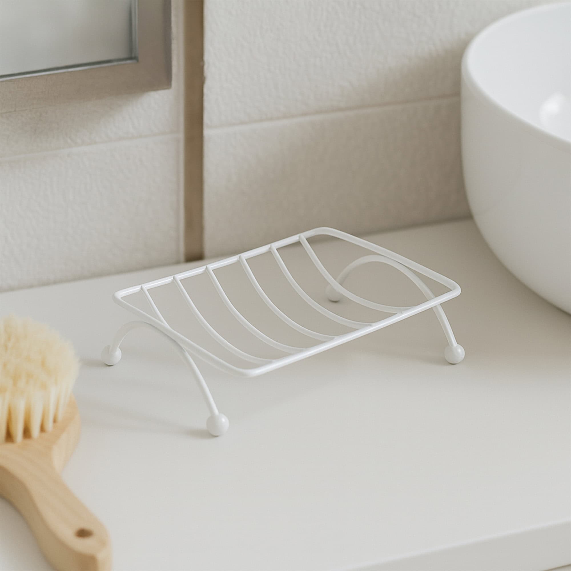evideco-porte-savon-m-tal-blanc-grille-auto-drainant image 4
