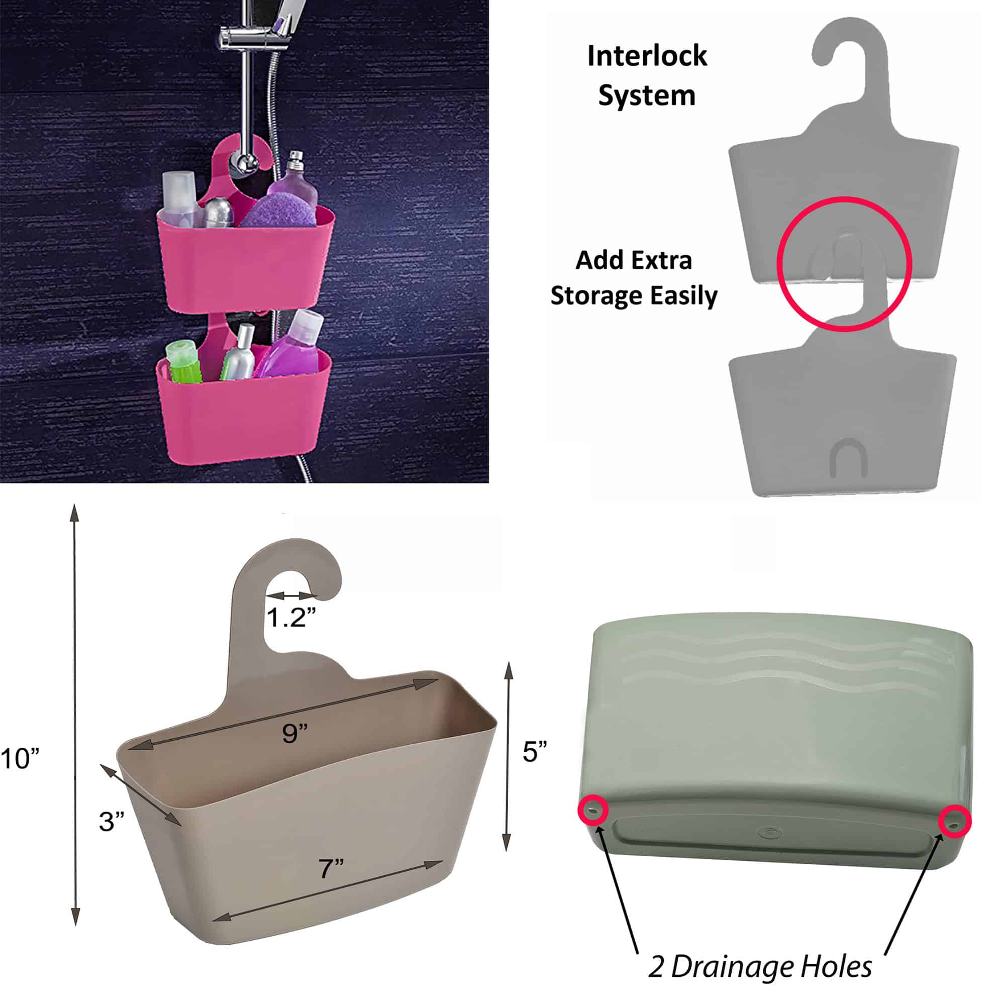 evideco-panier-de-douche-suspendu-noir-plastique image 5