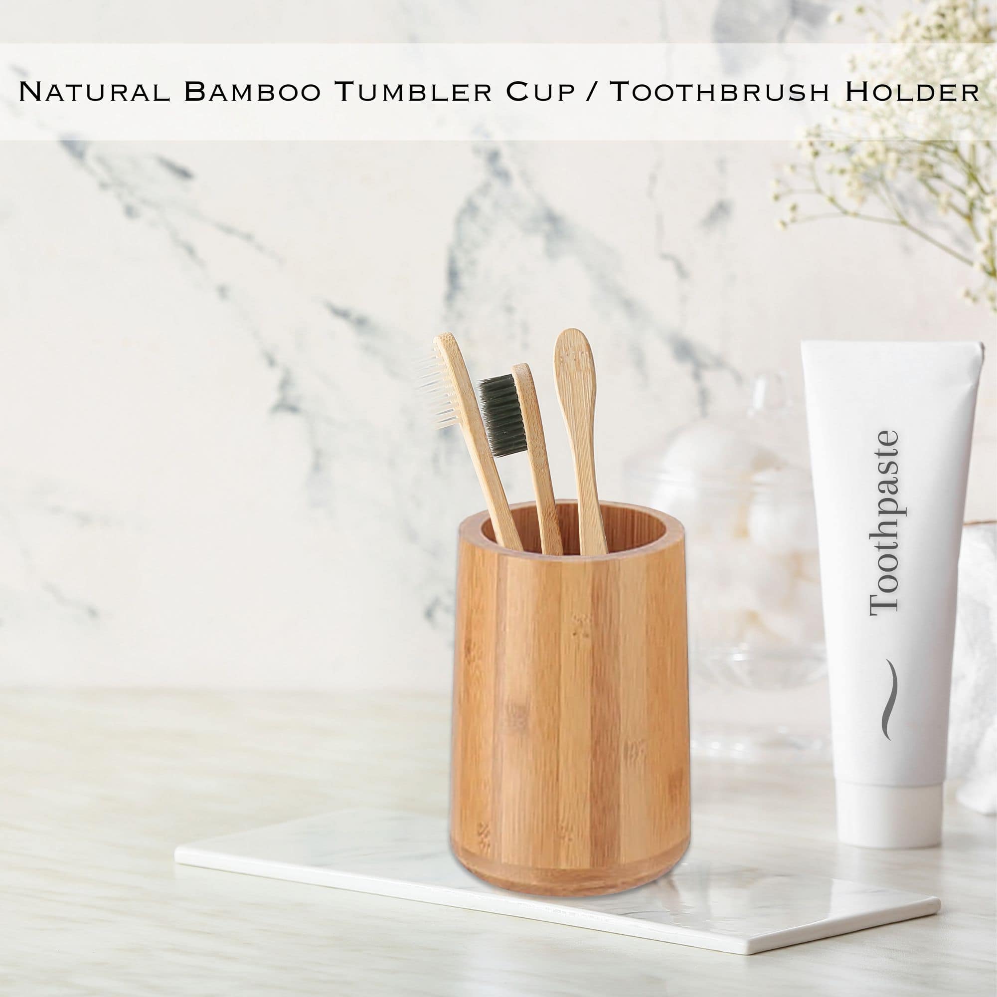 evideco-bathroom-gobelet-bambou-porte-brosse-dents-naturel image 4