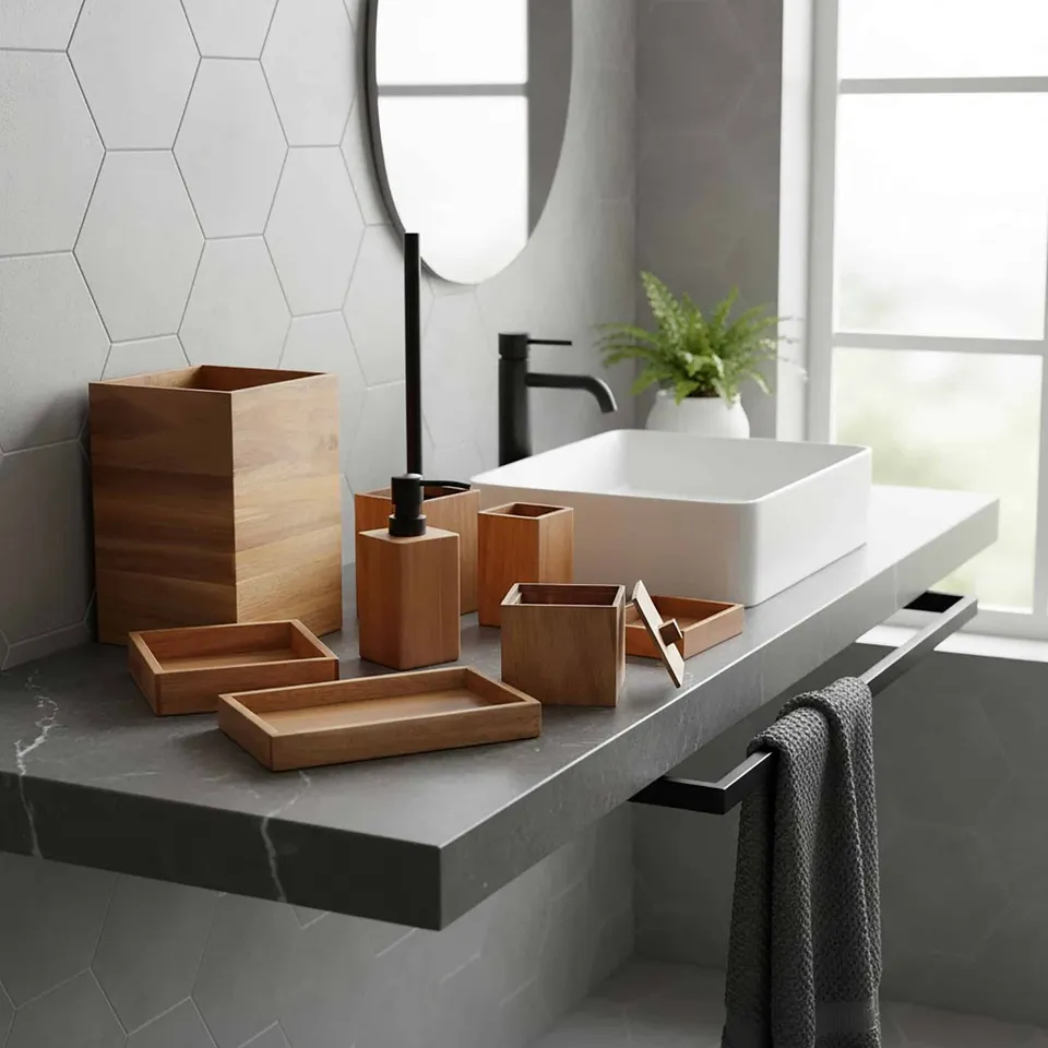 evideco-acacia-ensemble-salle-de-bain-8-pi-ces-bois image 1