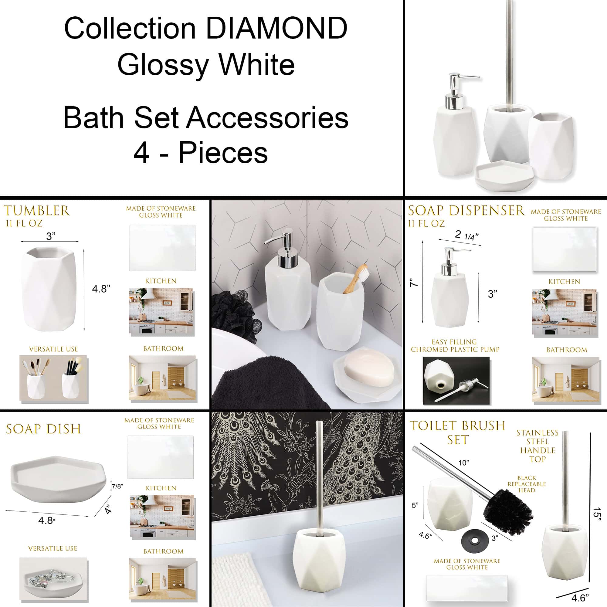 evideco-set-salle-de-bain-blanc-4-pi-ces-diamond image 4