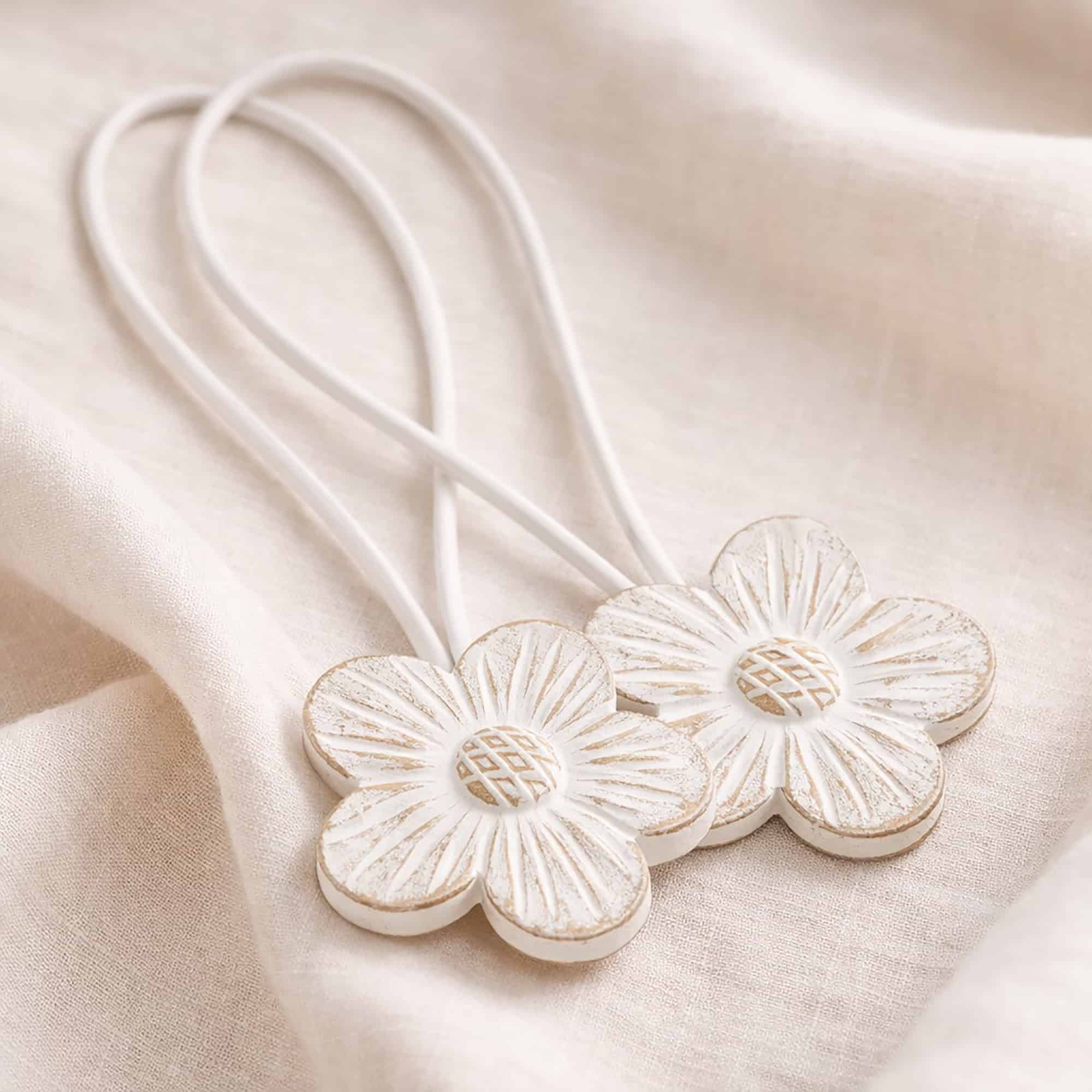 evideco-home-accessories-lot-2-embrasses-rideaux-fleur-blanc-dor-magn-tique image 1