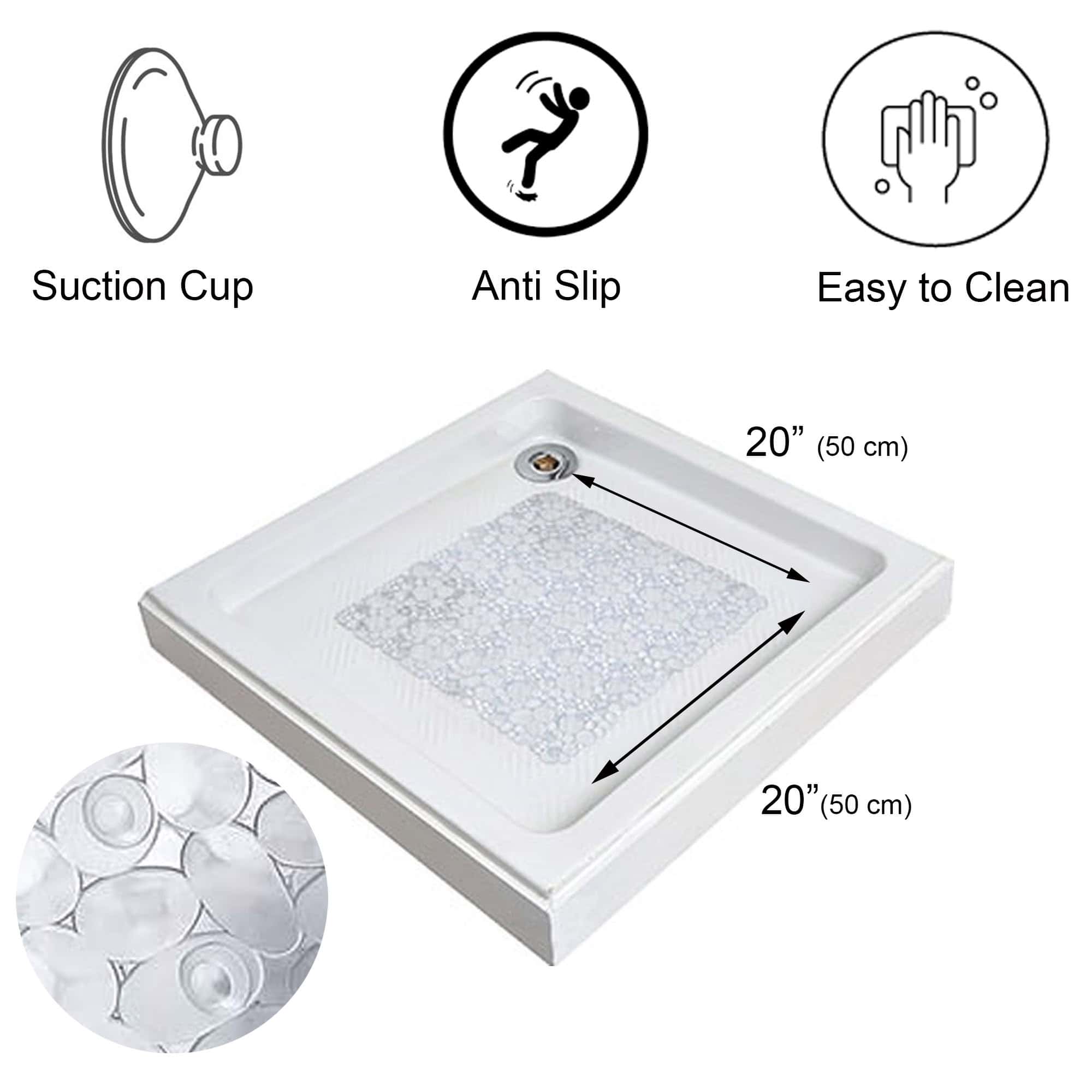 evideco-shower-accessories-tapis-douche-transparent-bulles-50x50-cm image 2