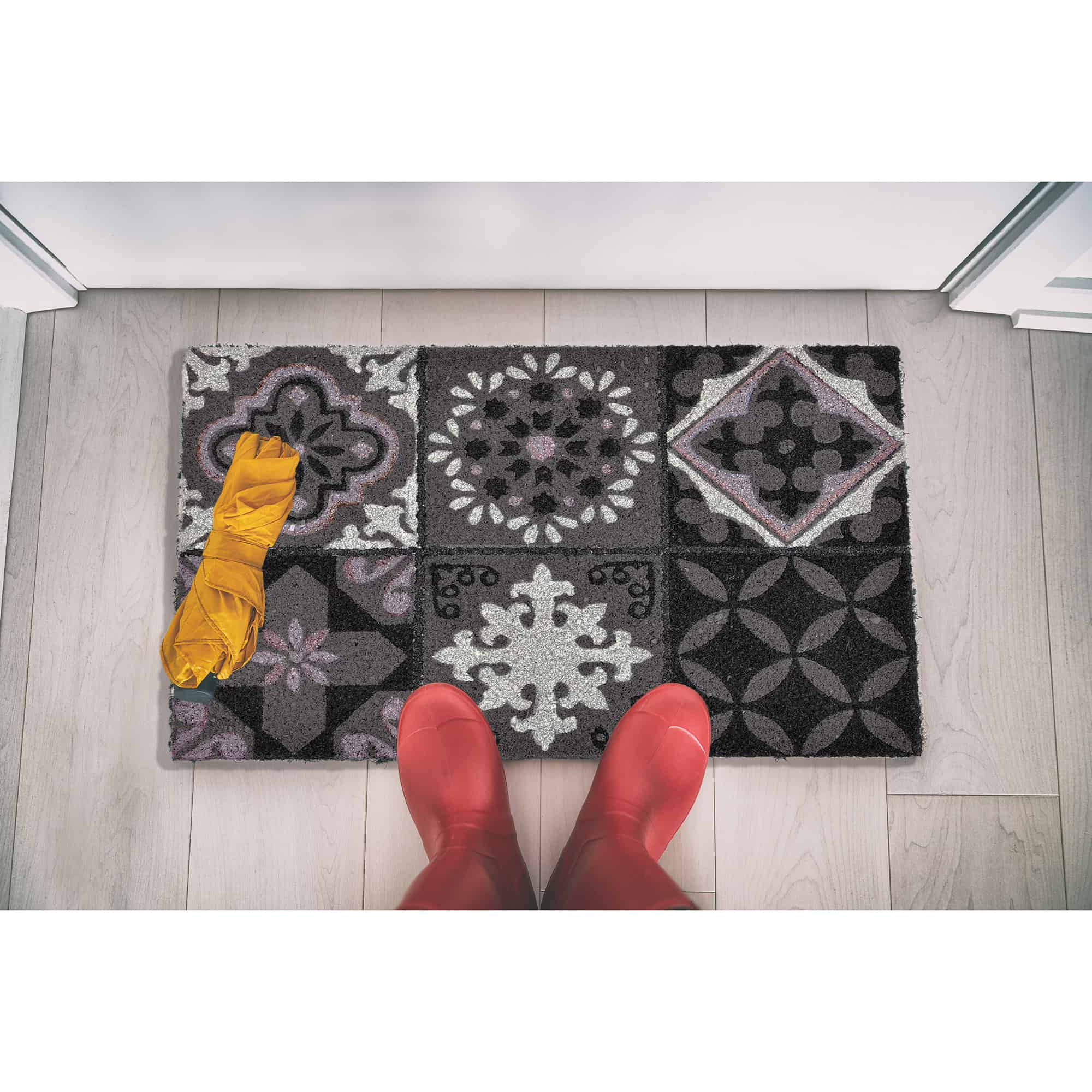 evideco-paillasson-coco-gris-motif-carreaux-ciment-60x40 image 5