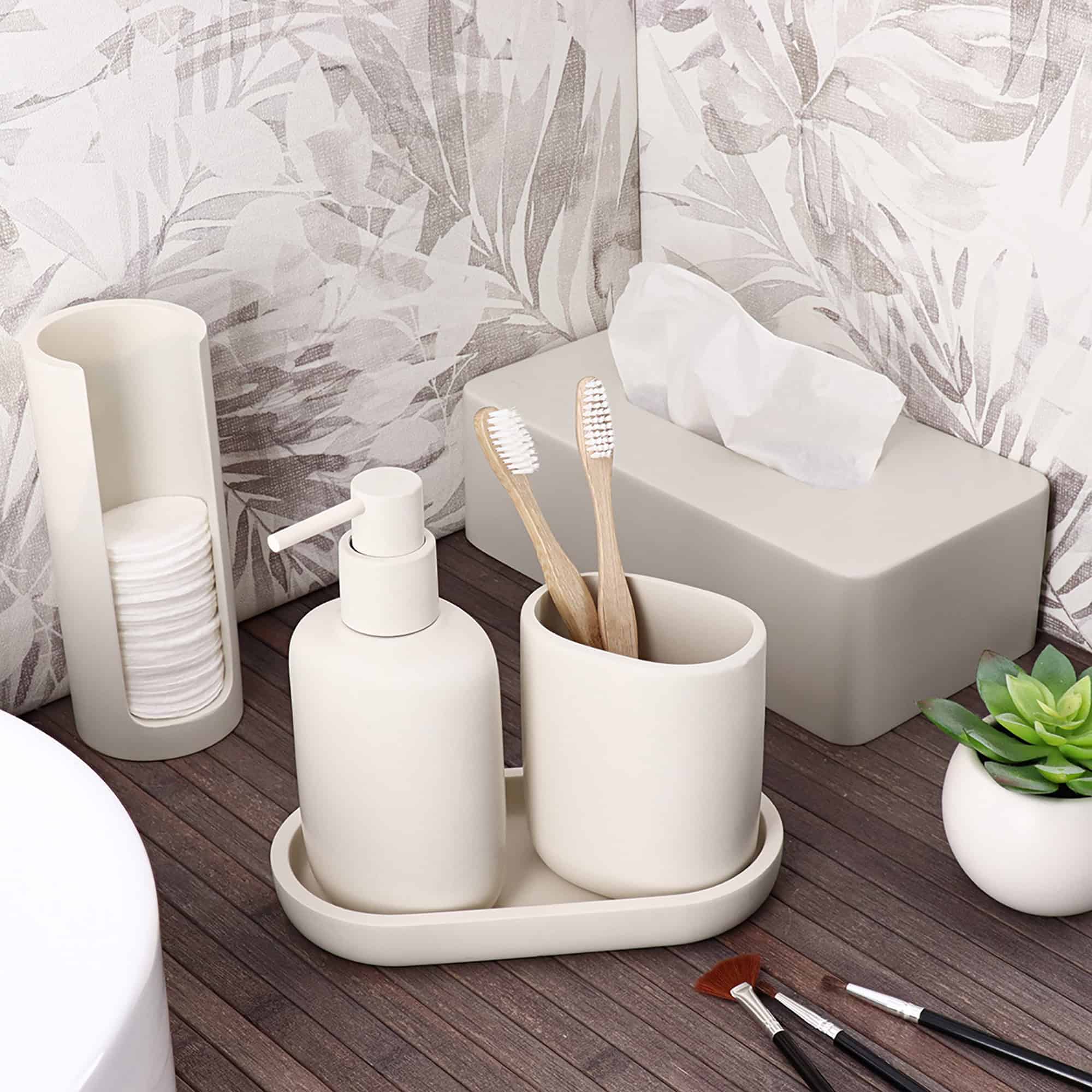 evideco-bathroom-accessories-ensemble-salle-de-bain-beige-6-pi-ces image 2
