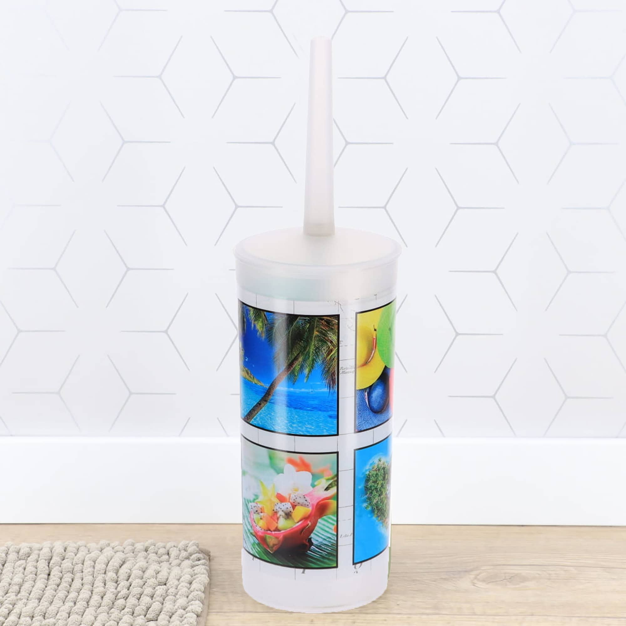 evideco-island-brosse-wc-motif-tropical-plastique image 2