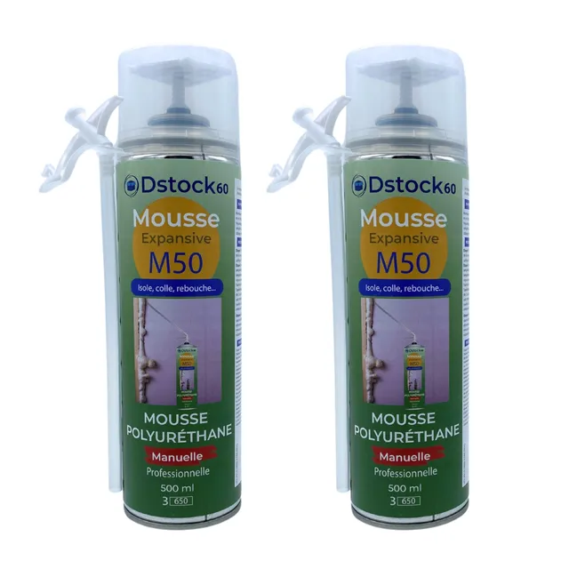 dstock60-mousse-expansive-manuelle-500ml-lot-de-2-polyur-thane image 1