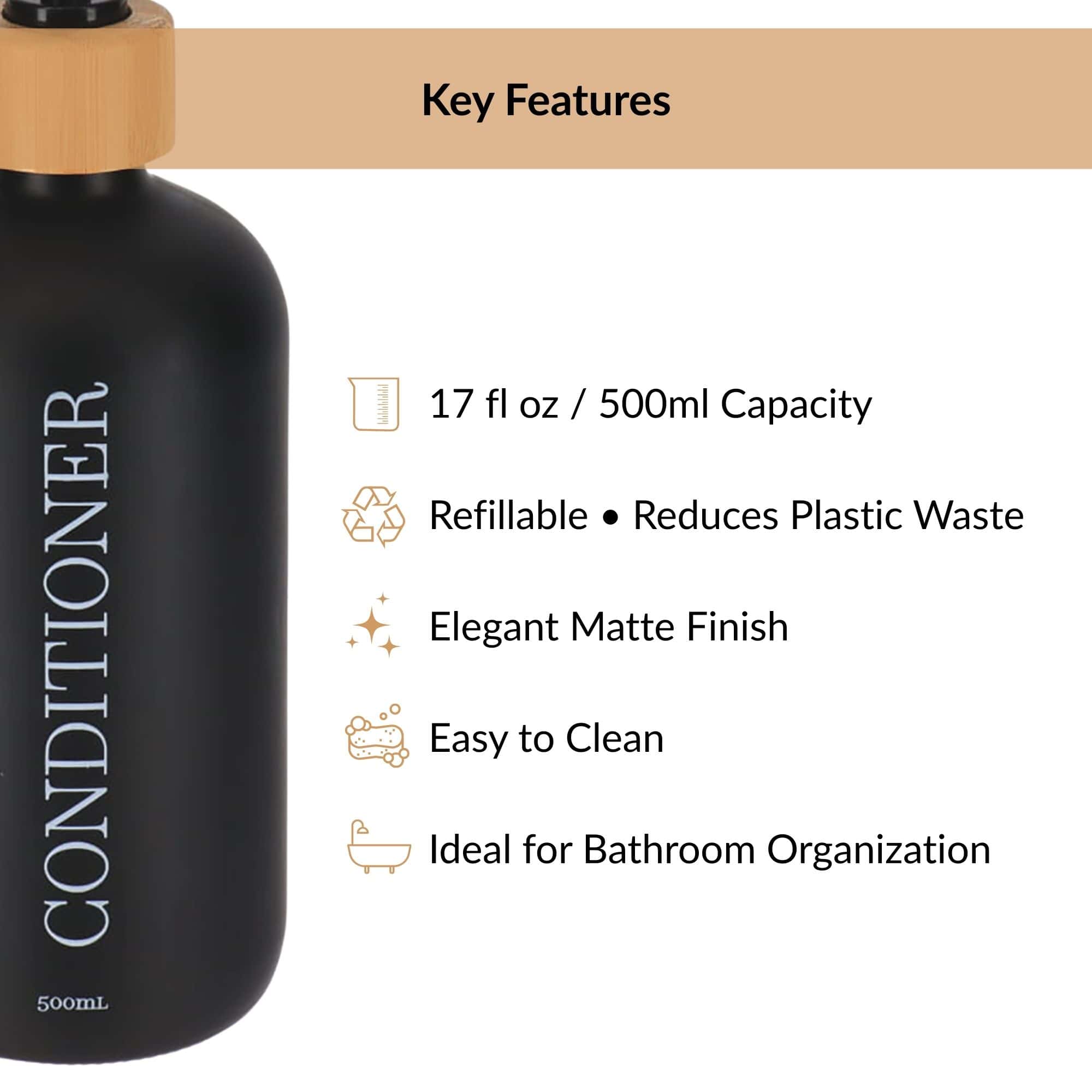 evideco-bathroom-accessories-distributeur-apr-s-shampoing-500-ml-noir-mat-verre image 5
