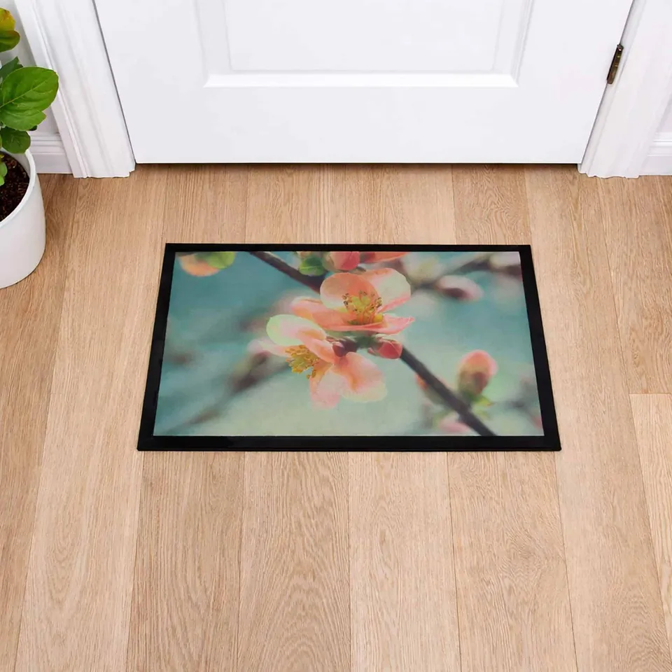 evideco-paillasson-int-rieur-fleur-rose-61x41-cm-tapis-entr-e image 1