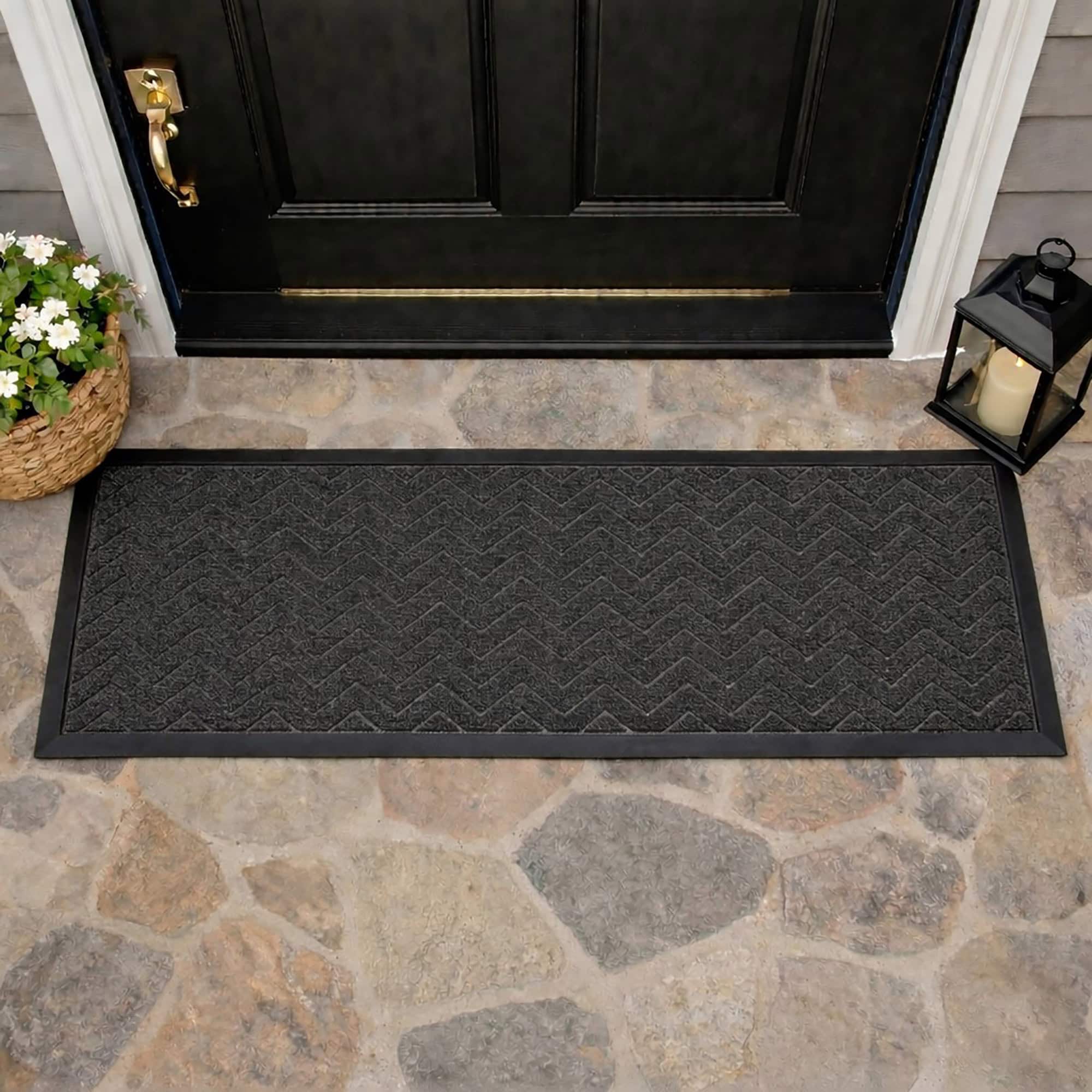 evideco-home-accessories-tapis-entr-e-gris-fonc-chevron-45x120 image 2