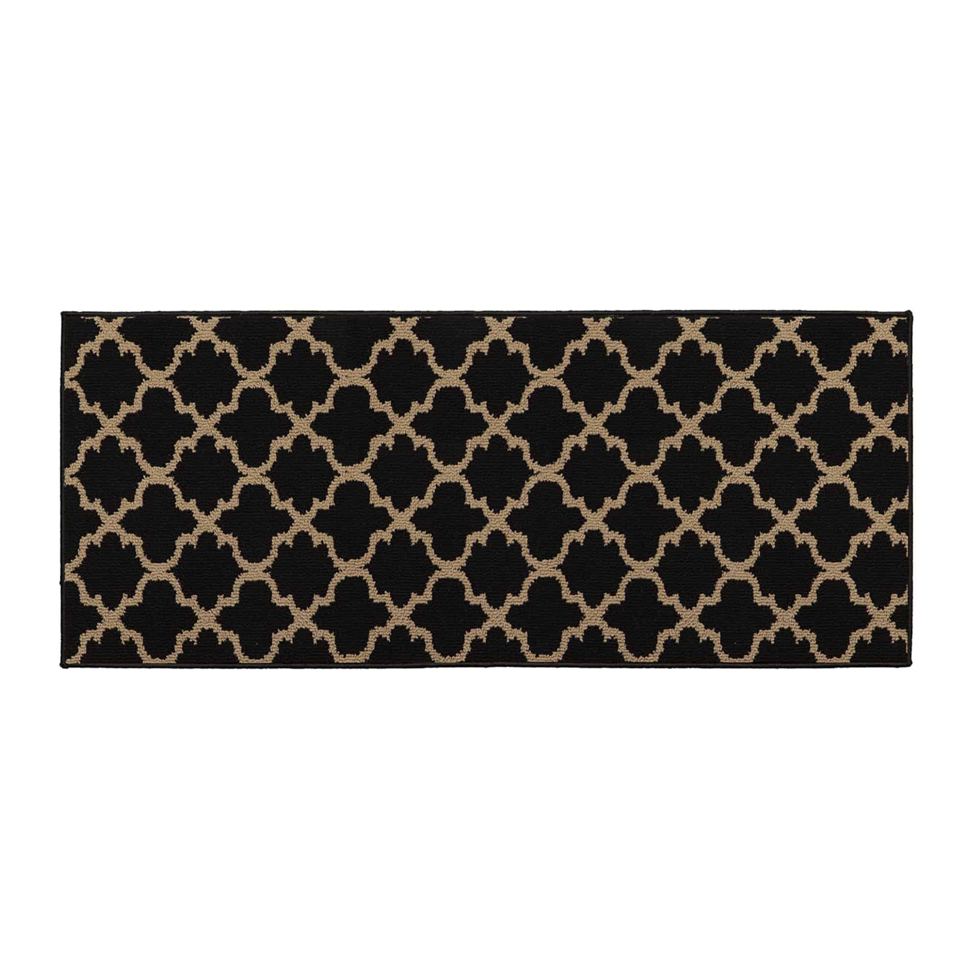 evideco-home-accessories-tapis-cuisine-arabesque-48x20-noir-beige image 1