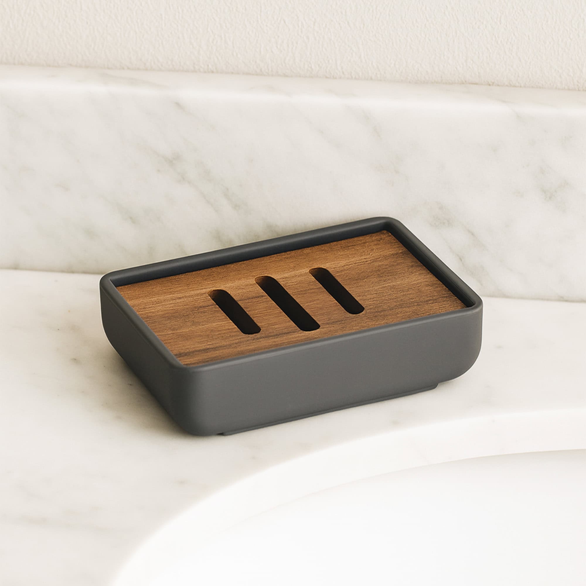 evideco-bathroom-accessories-porte-savon-gris-acacia-caoutchouc image 2