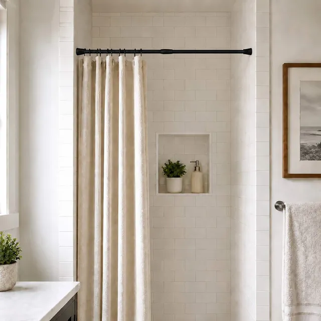 evideco-tringle-rideau-douche-extensible-28-47-pouces-noire image 1