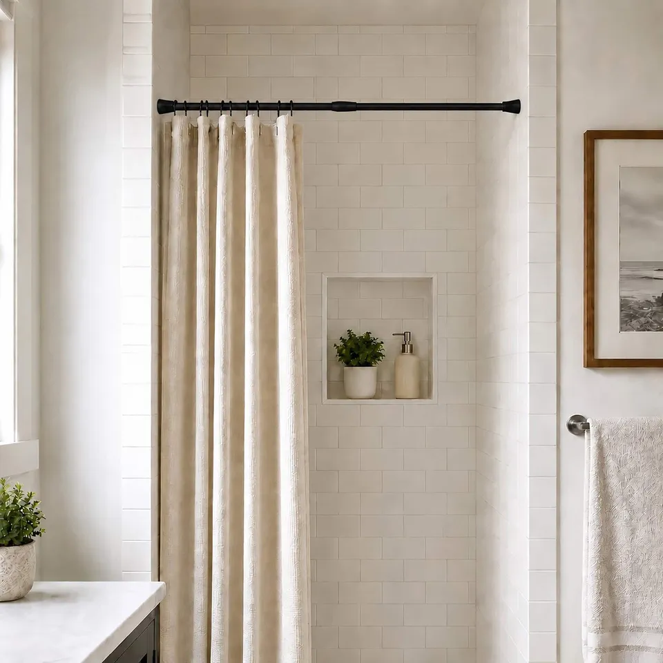 evideco-tringle-rideau-douche-extensible-28-47-pouces-noire image 1