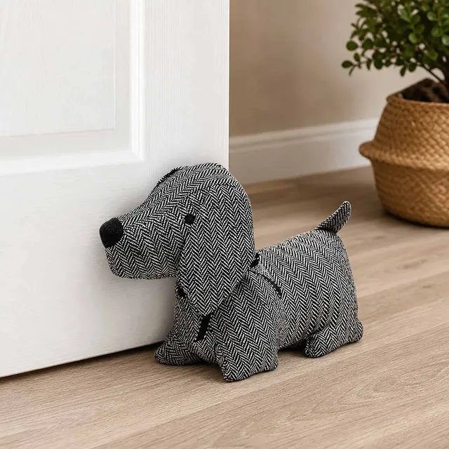 evideco-cale-porte-chien-tissu-lest-1kg-noir-blanc-d-co image 1