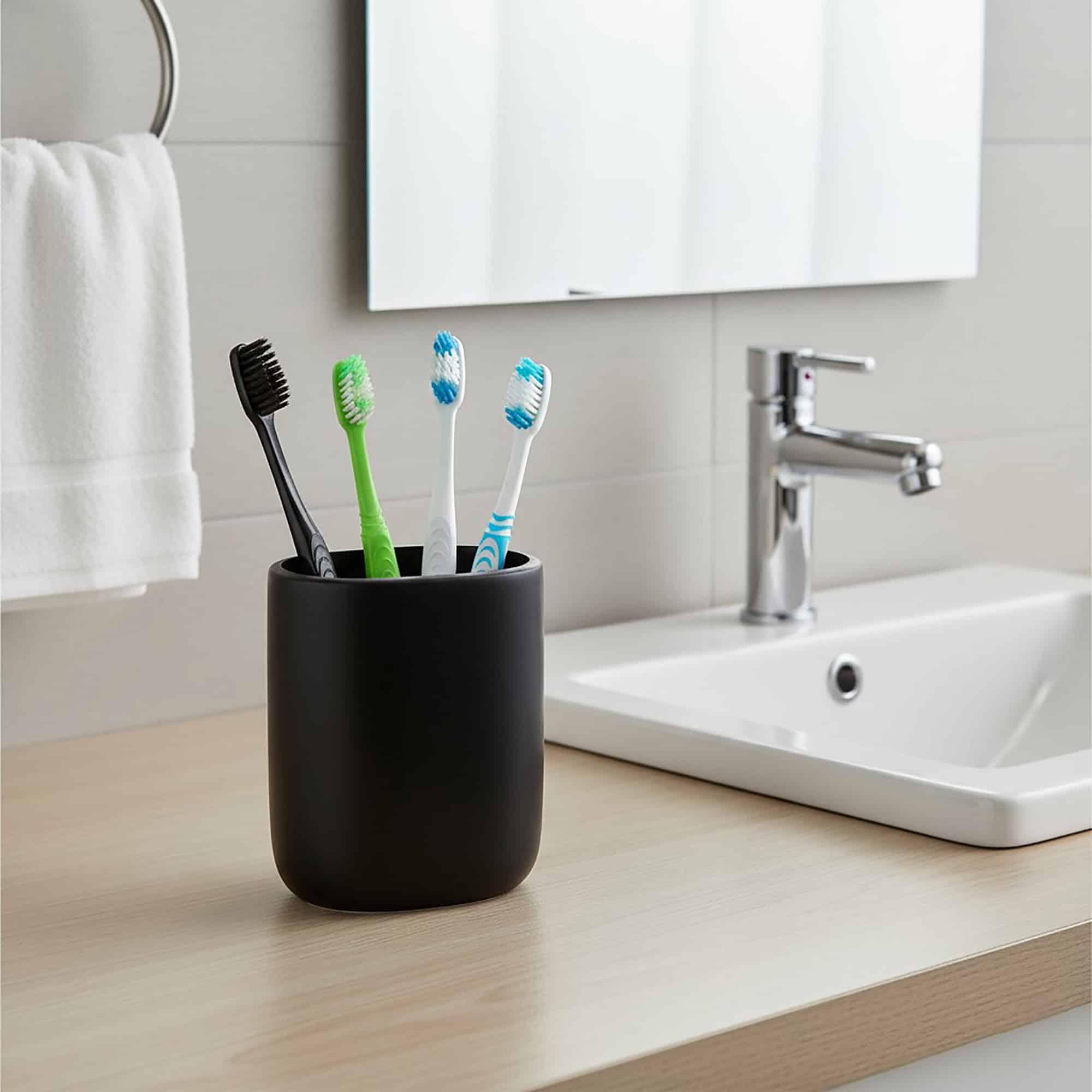 evideco-porte-brosse-dents-ovale-noir-salle-de-bain image 1