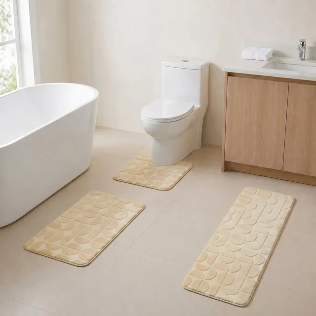 evideco-demi-lune-lot-3-tapis-salle-de-bain-cr-me image 1