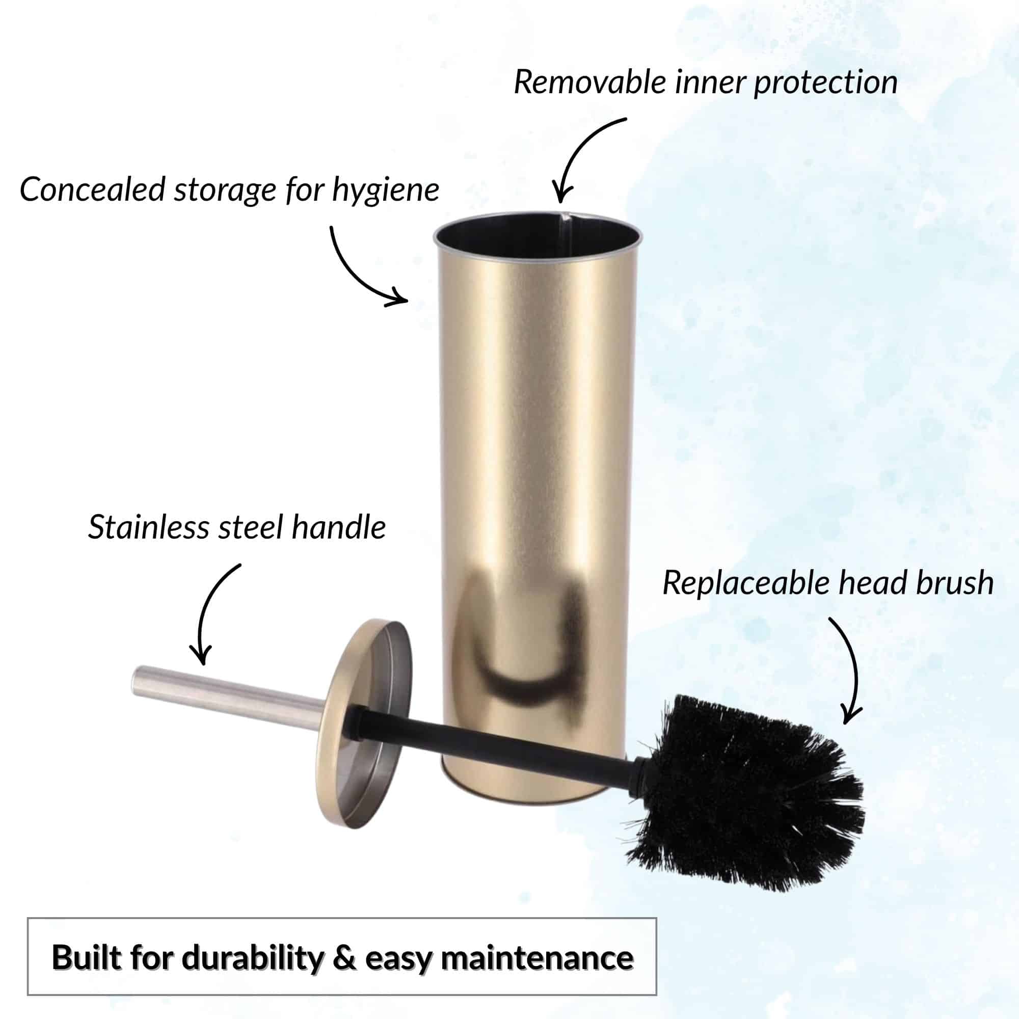 evideco-toilet-seats-brosse-wc-dor-manche-inox-t-te-rempla-able image 5