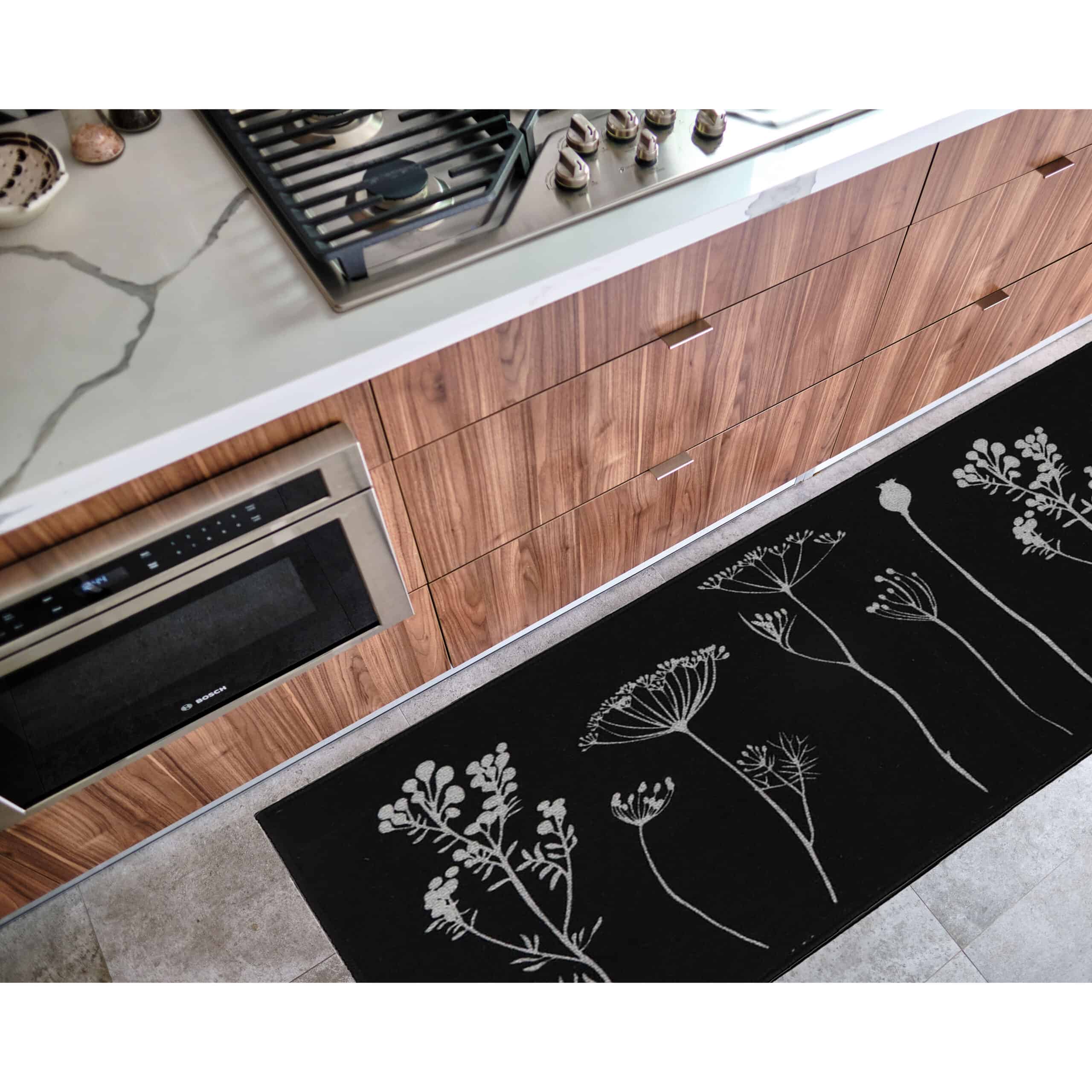 evideco-tapis-cuisine-fleurs-noir-gris-122x51-cm-effet-laine image 5