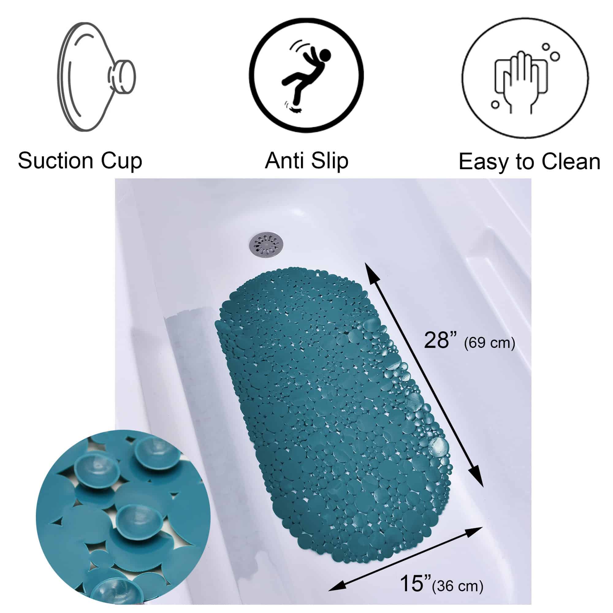 evideco-bubbles-tapis-de-baignoire-bleu-paon-ovale image 3