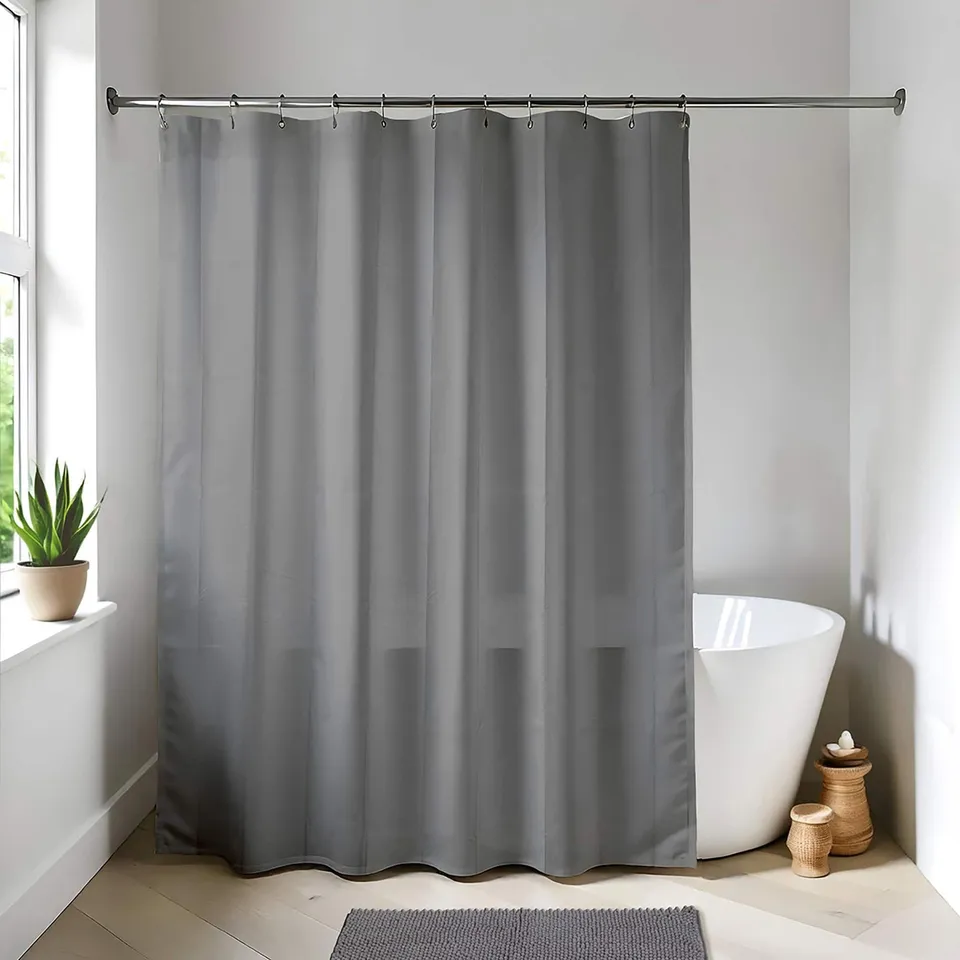 evideco-shower-accessories-doublure-rideau-douche-gris-extra-long image 1