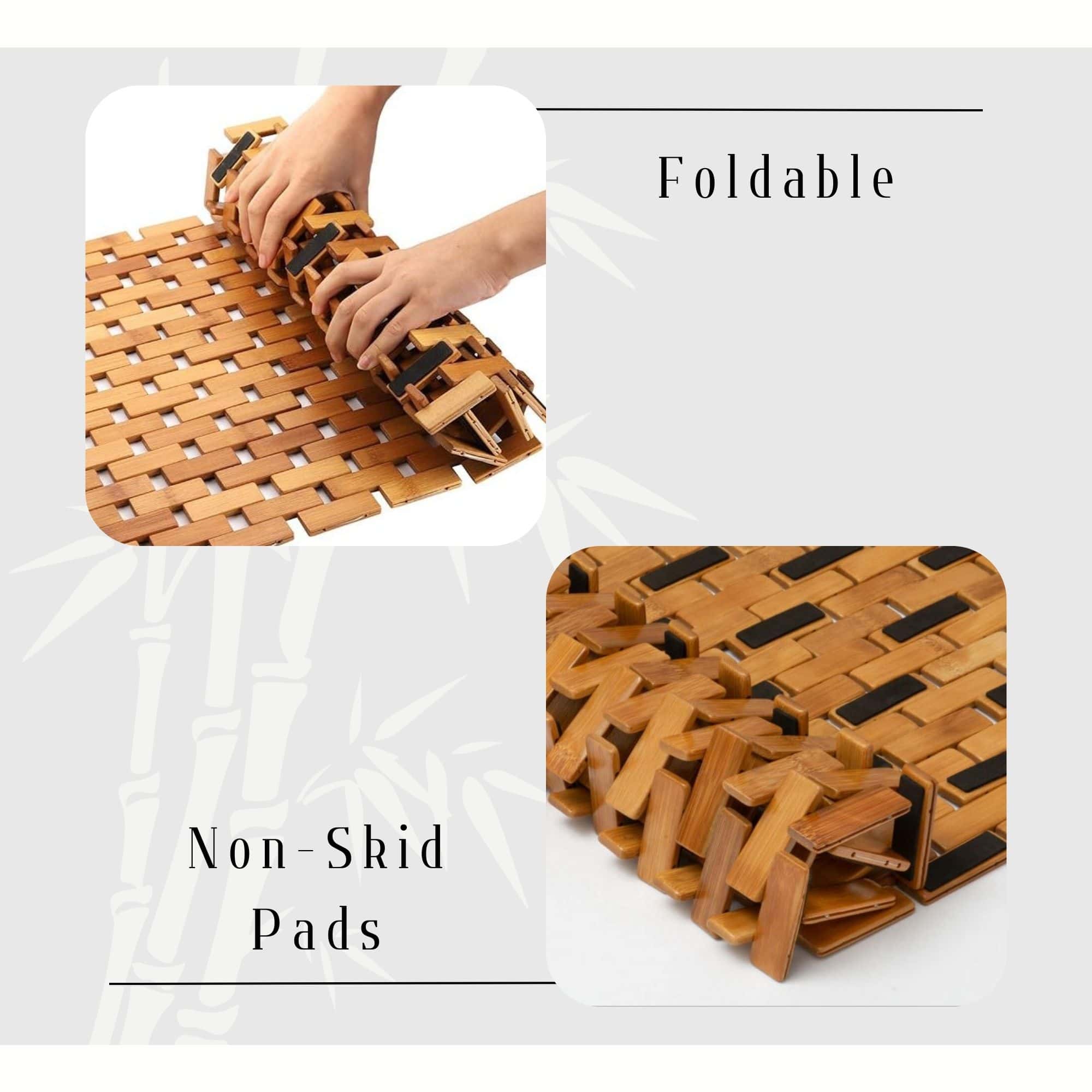 evideco-bathroom-mats-square-tapis-de-bain-bambou-45x45-marron-clair image 5