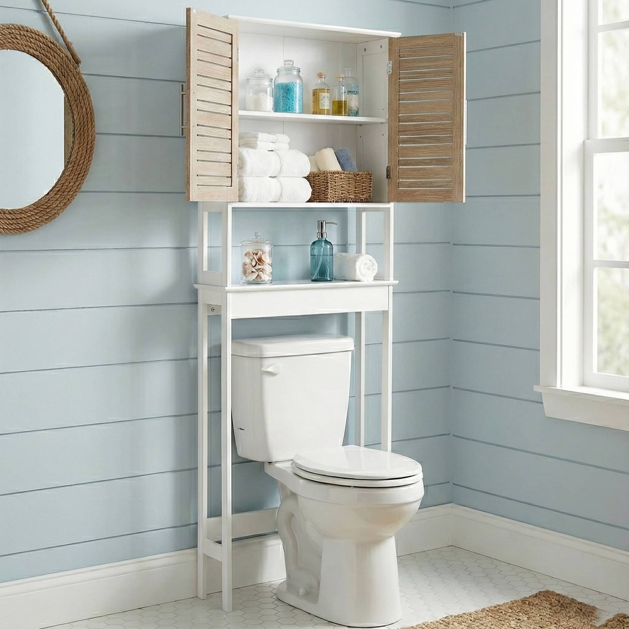 evideco-stockholm-meuble-dessus-wc-2-portes-blanc-ch-ne-tag-re image 3