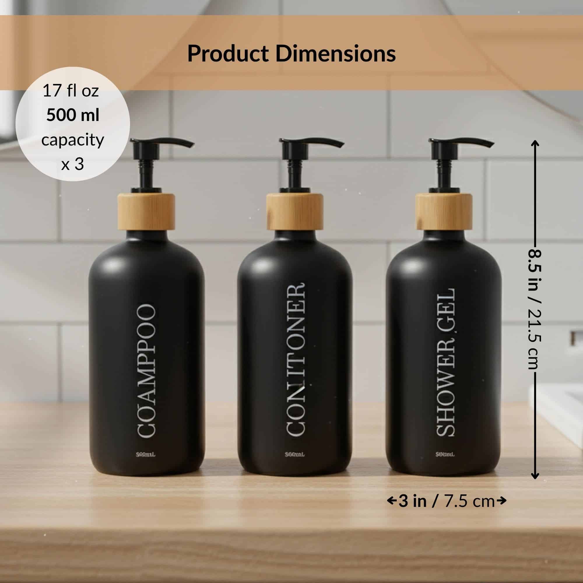 evideco-shower-accessories-lot-3-distributeurs-savon-noirs-500-ml-bambou image 5