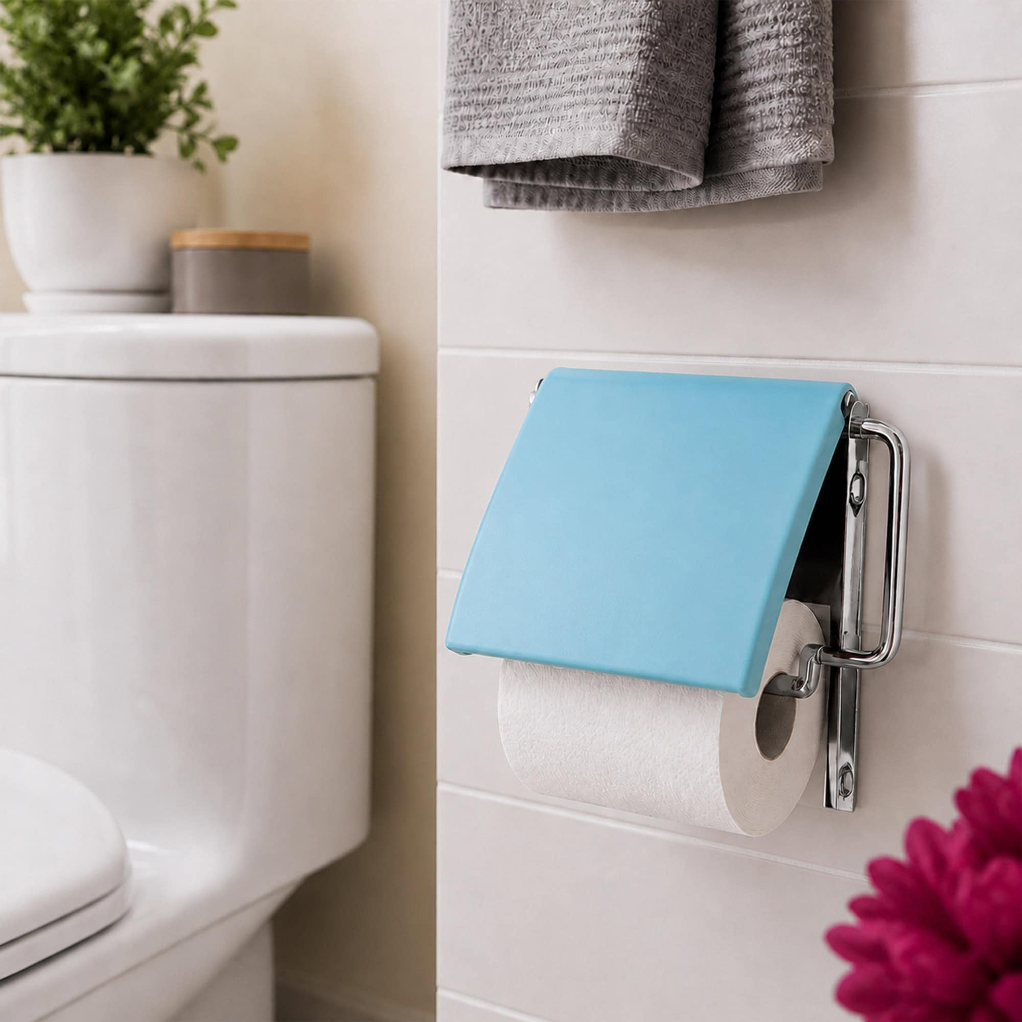 evideco-porte-papier-toilette-mural-bleu-aqua image 2