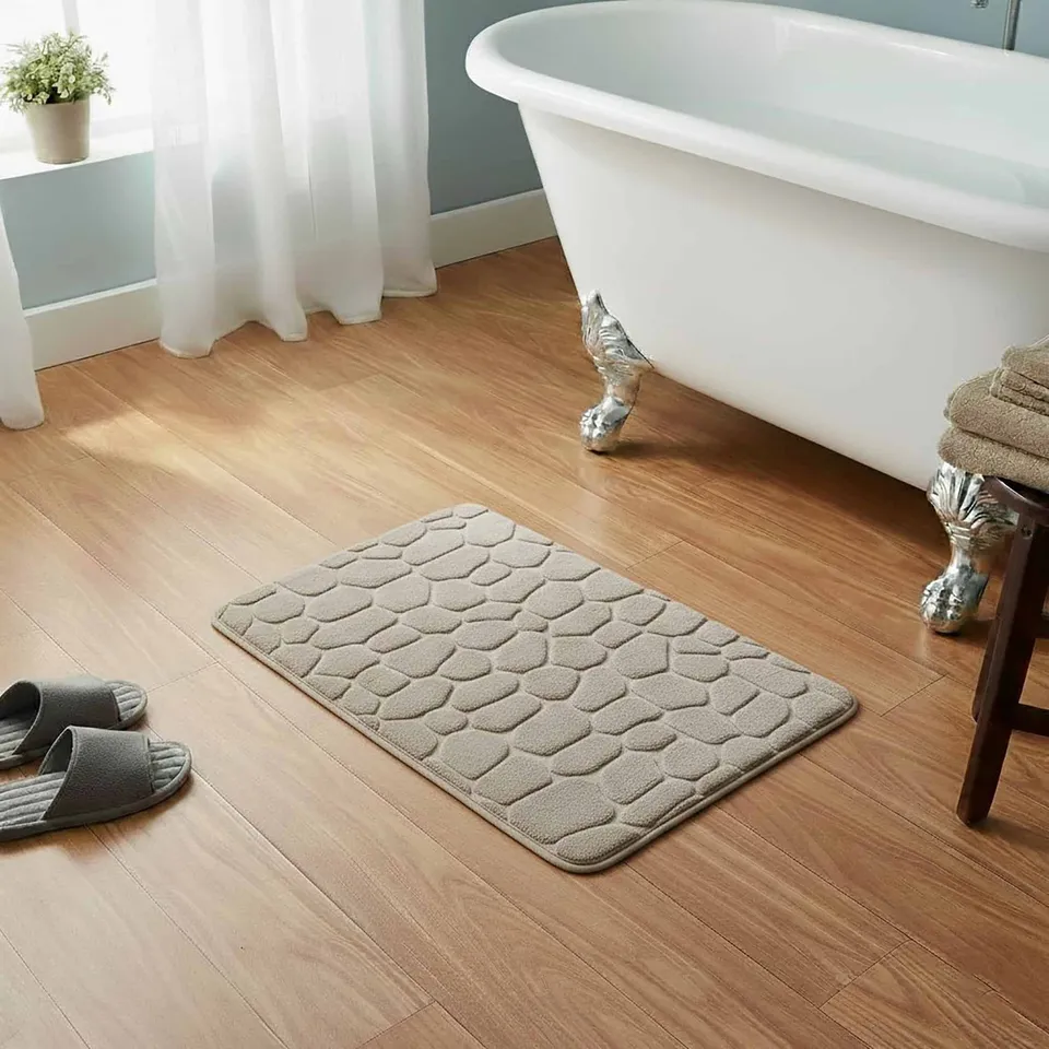 evideco-tapis-de-bain-m-moire-taupe-galets-81x51-cm image 1