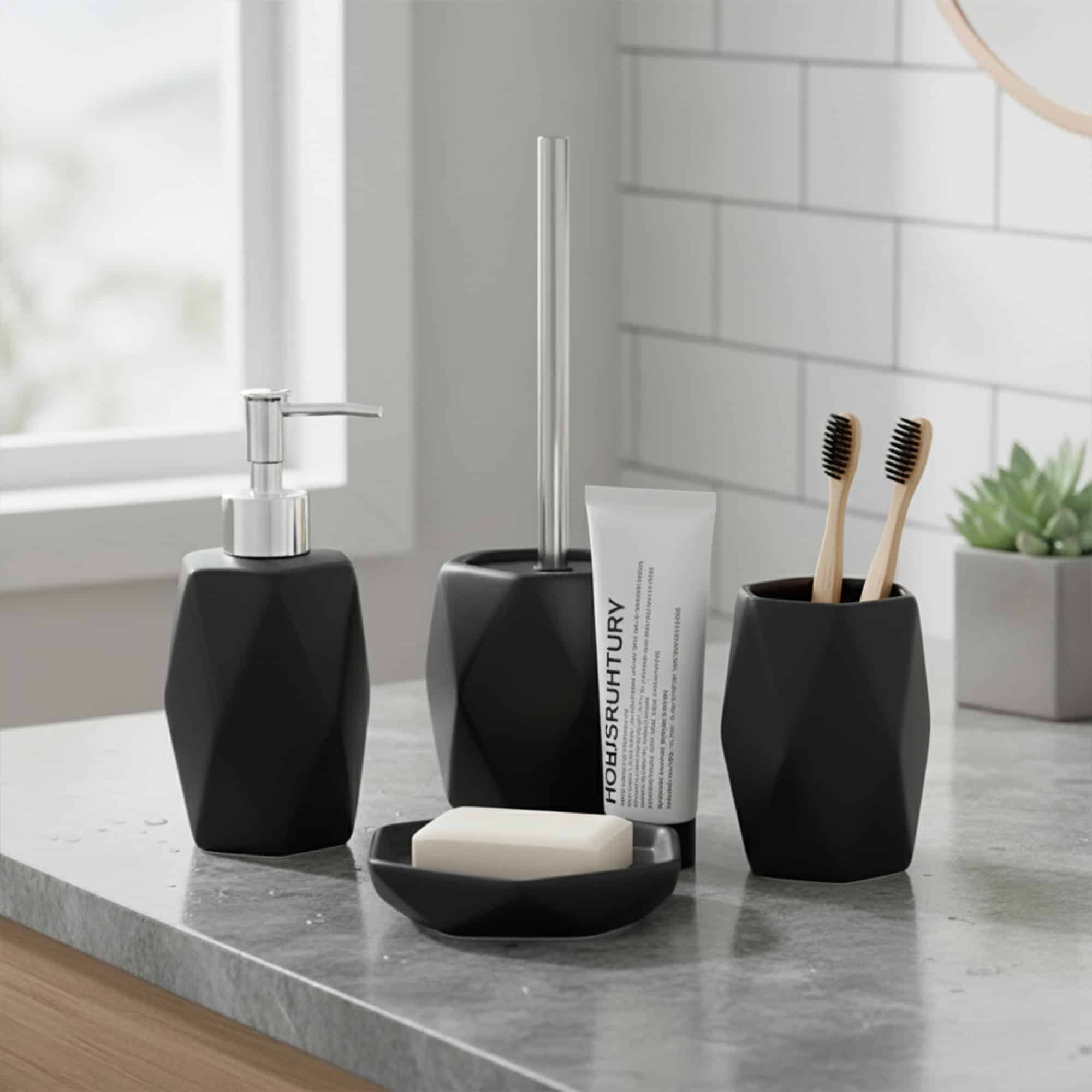 evideco-bathroom-accessories-gobelet-salle-de-bain-noir-diamant image 7