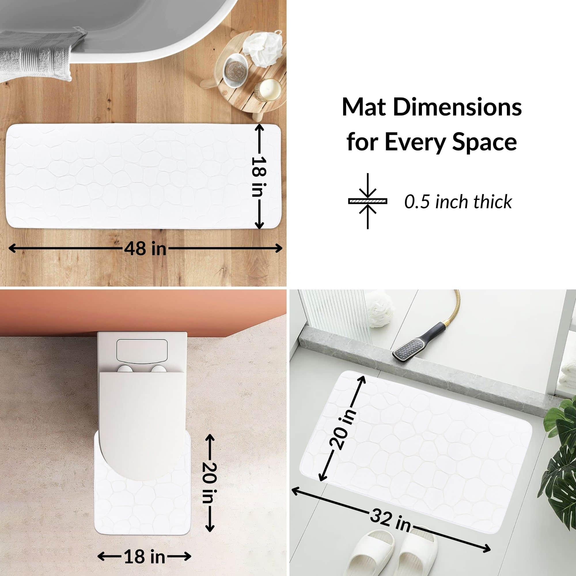 evideco-lot-3-tapis-bain-m-moire-forme-blanc-absorbant-lavable image 2
