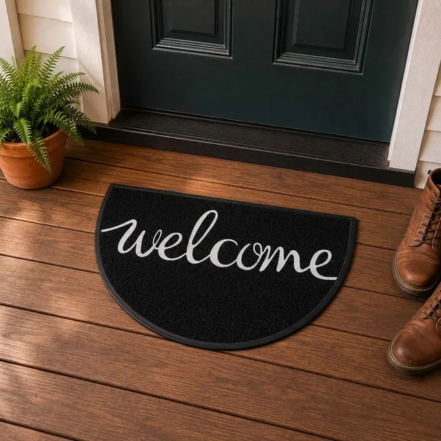 evideco-welcome-paillasson-demi-lune-noir-76x46-cm-pvc image 1