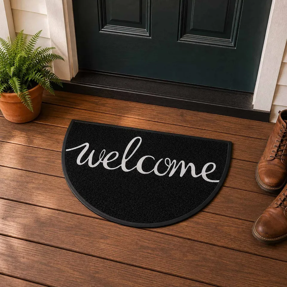 evideco-welcome-paillasson-demi-lune-noir-76x46-cm-pvc image 1