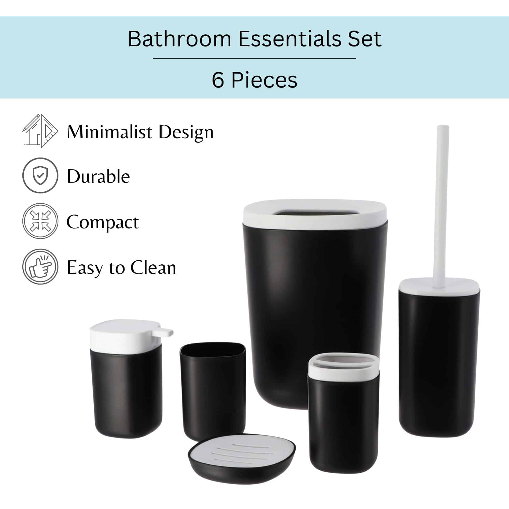 evideco-6-pi-ces-ensemble-salle-de-bain-noir-mat-moderne image 4