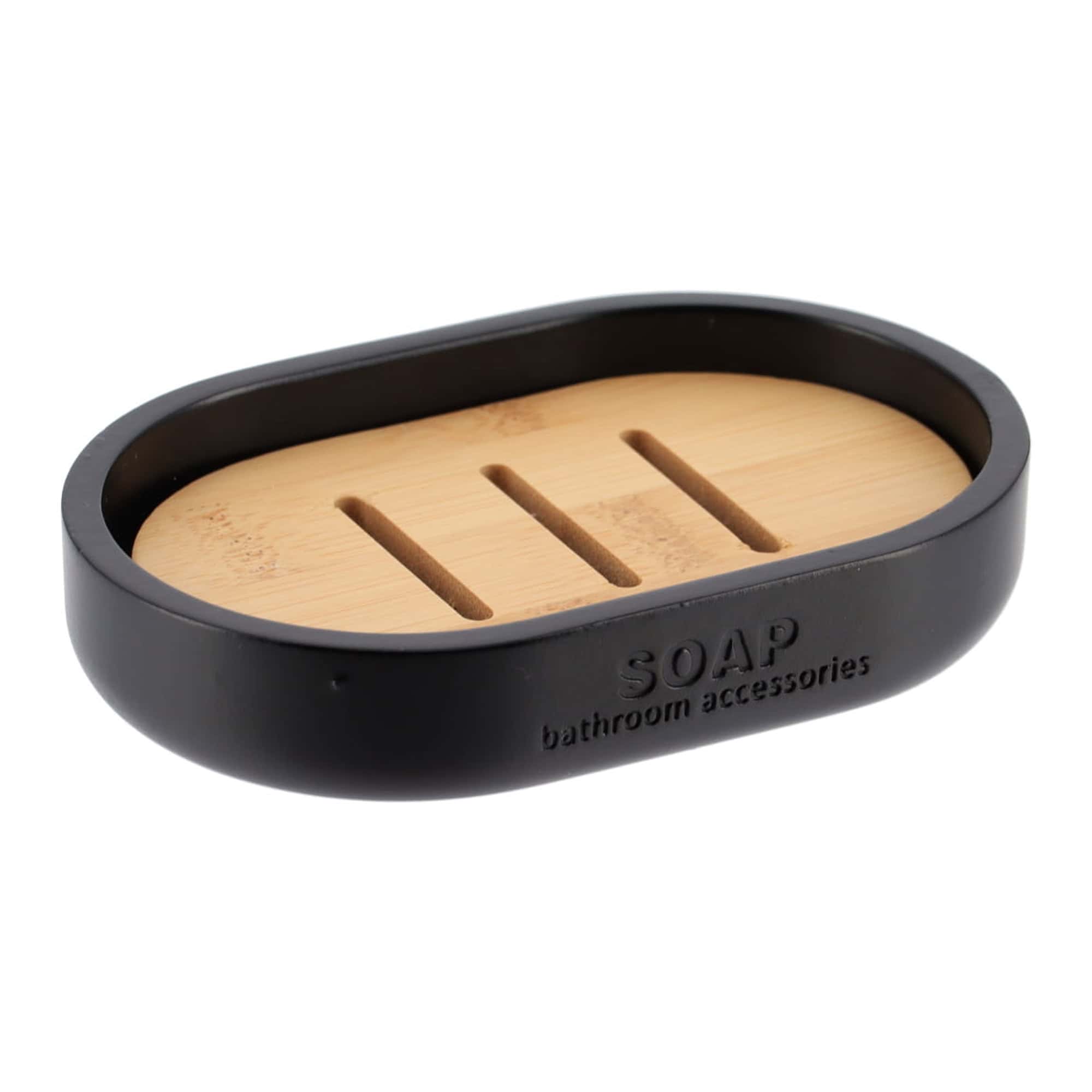 evideco-porte-savon-noir-mat-socle-bambou-savonni-re-salle-de-bain image 8