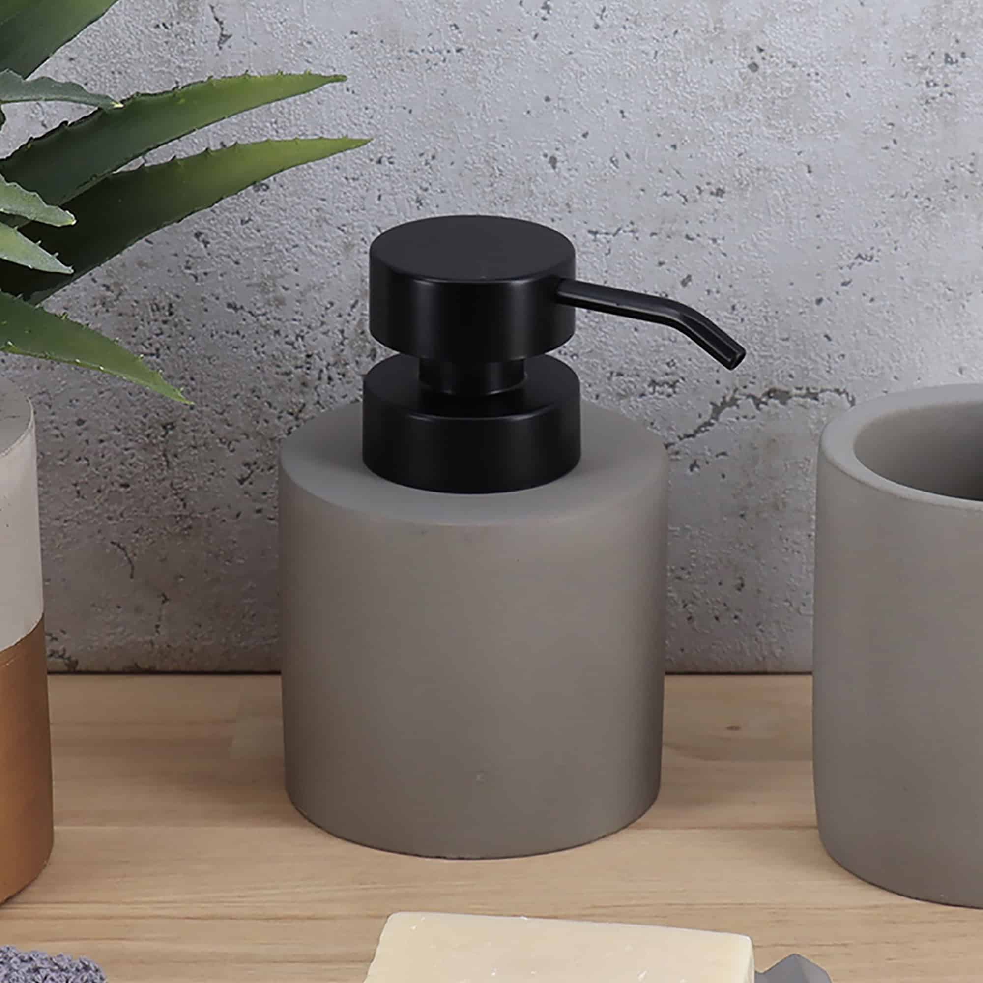 evideco-distributeur-savon-b-ton-gris-pompe-noire-300ml-rechargeable image 3