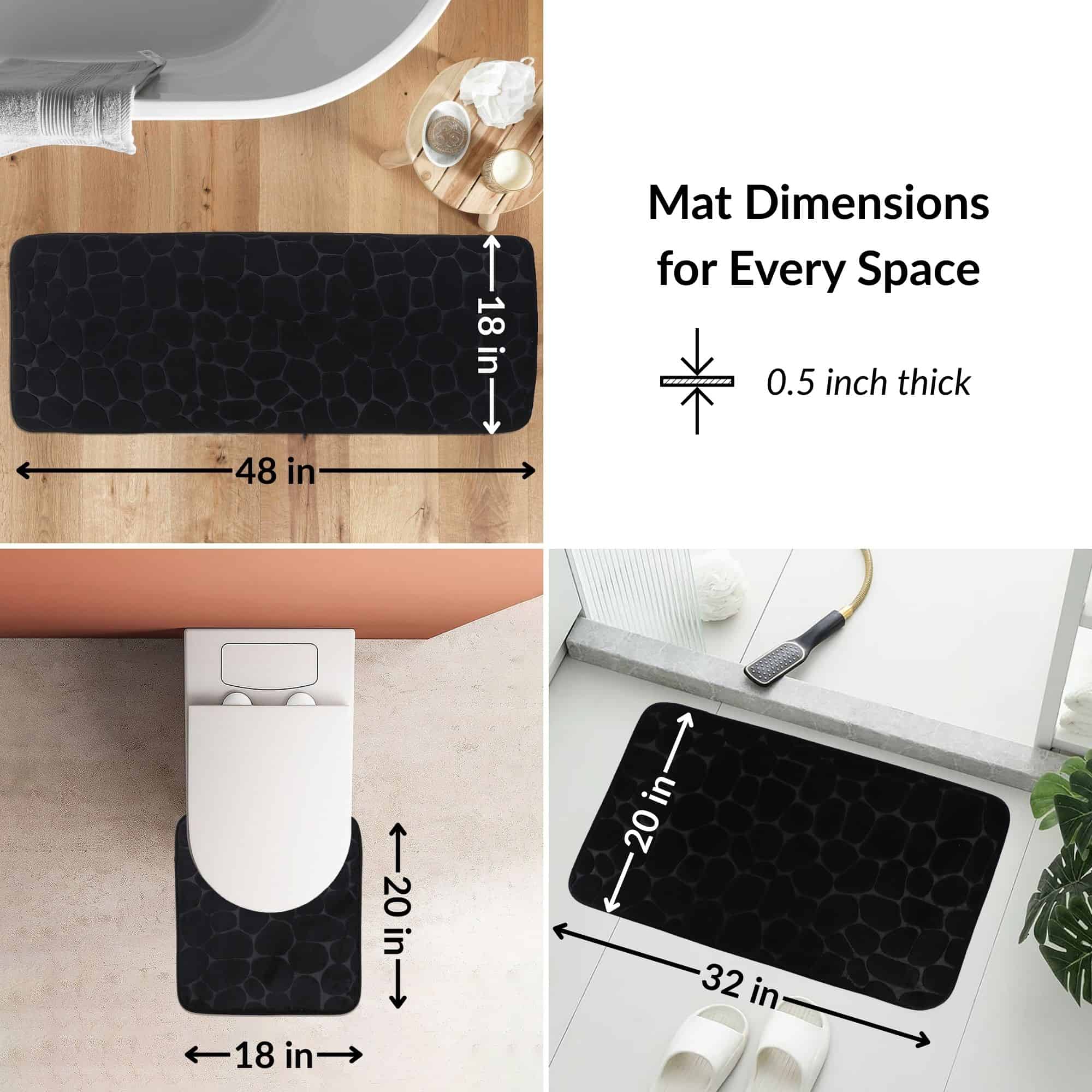 evideco-bathroom-mats-tapis-salle-de-bain-noir-3-pi-ces-m-moire image 2