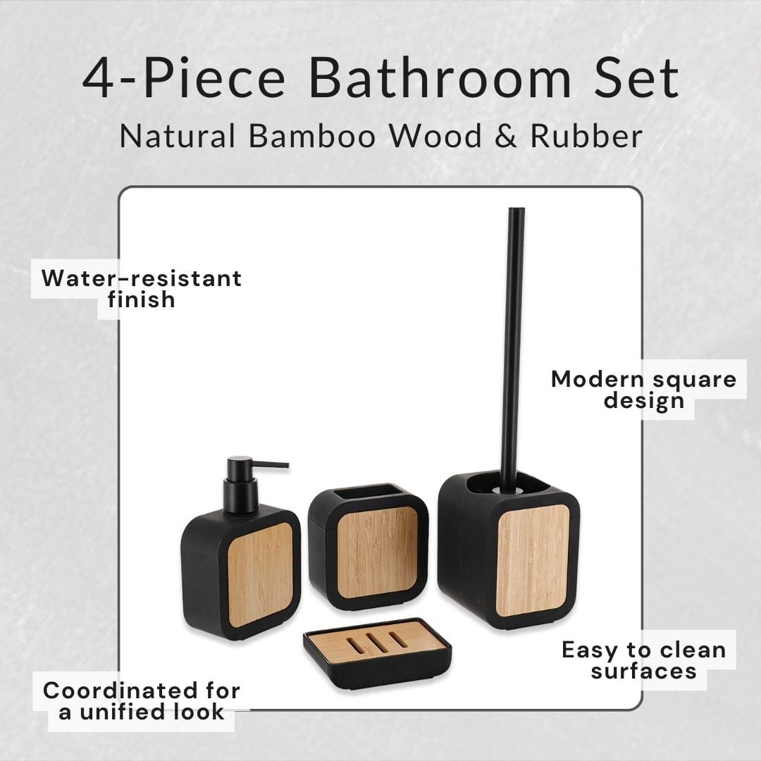 evideco-bathroom-accessories-set-salle-de-bain-noir-bambou-4-pi-ces image 4