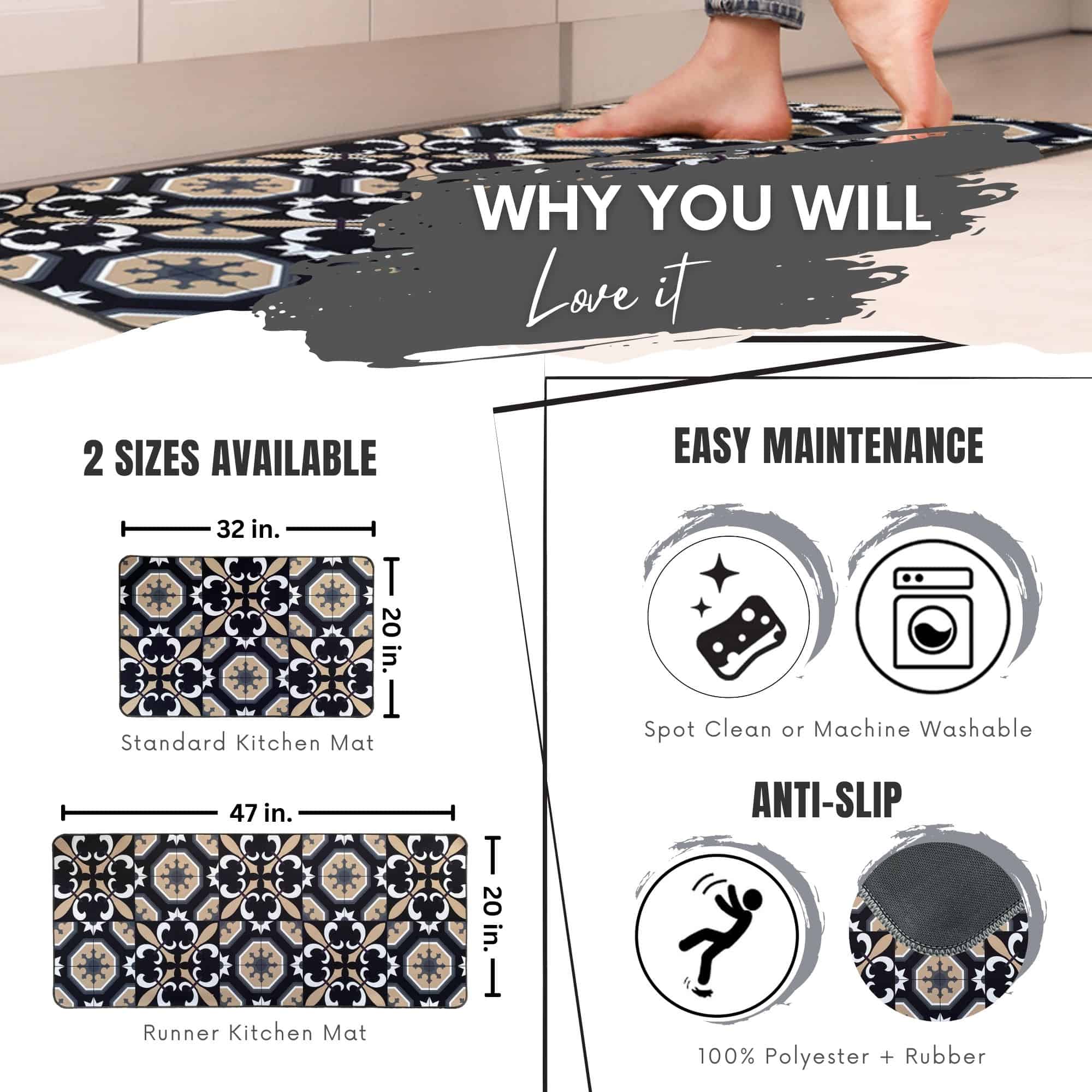 evideco-home-accessories-carmen-tapis-cuisine-noir-beige-lot-2 image 3