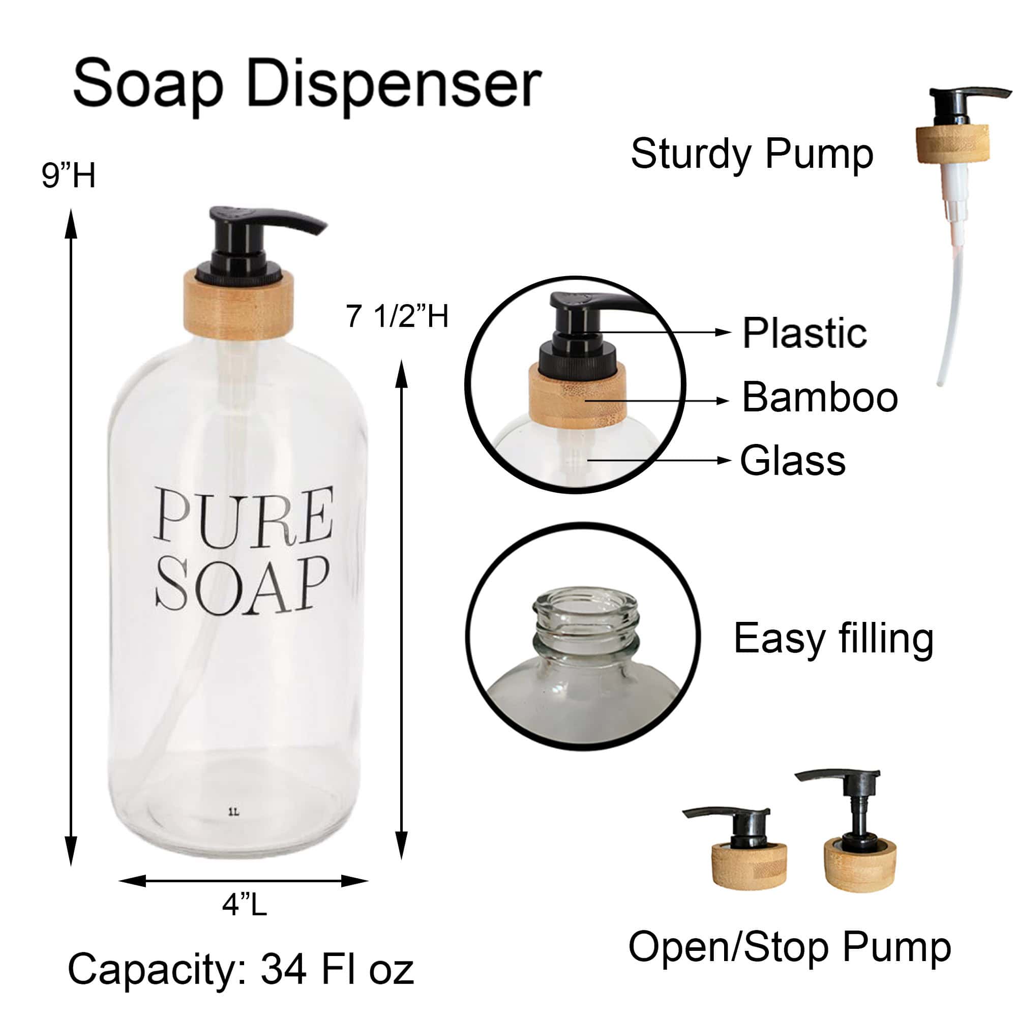 evideco-pure-soap-distributeur-savon-verre-bambou-1-l image 5