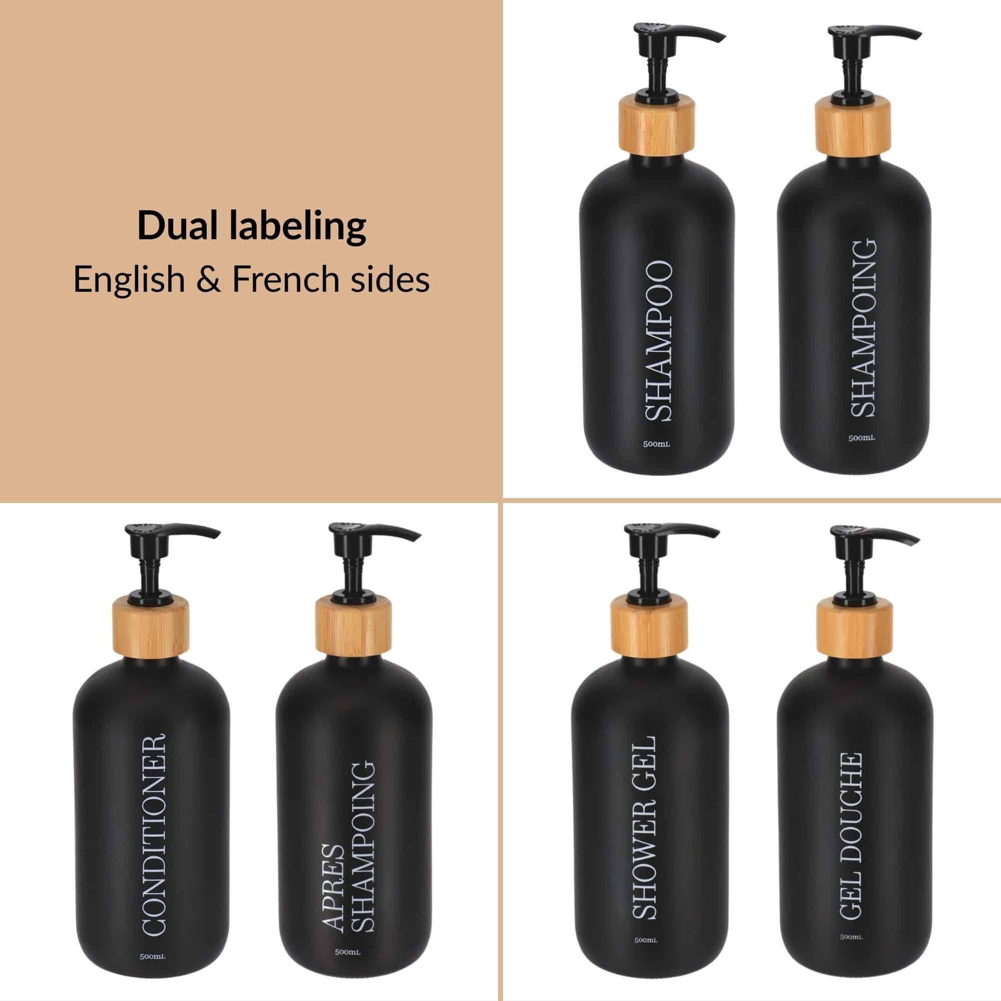evideco-shower-accessories-lot-3-distributeurs-savon-noirs-500-ml-bambou image 2