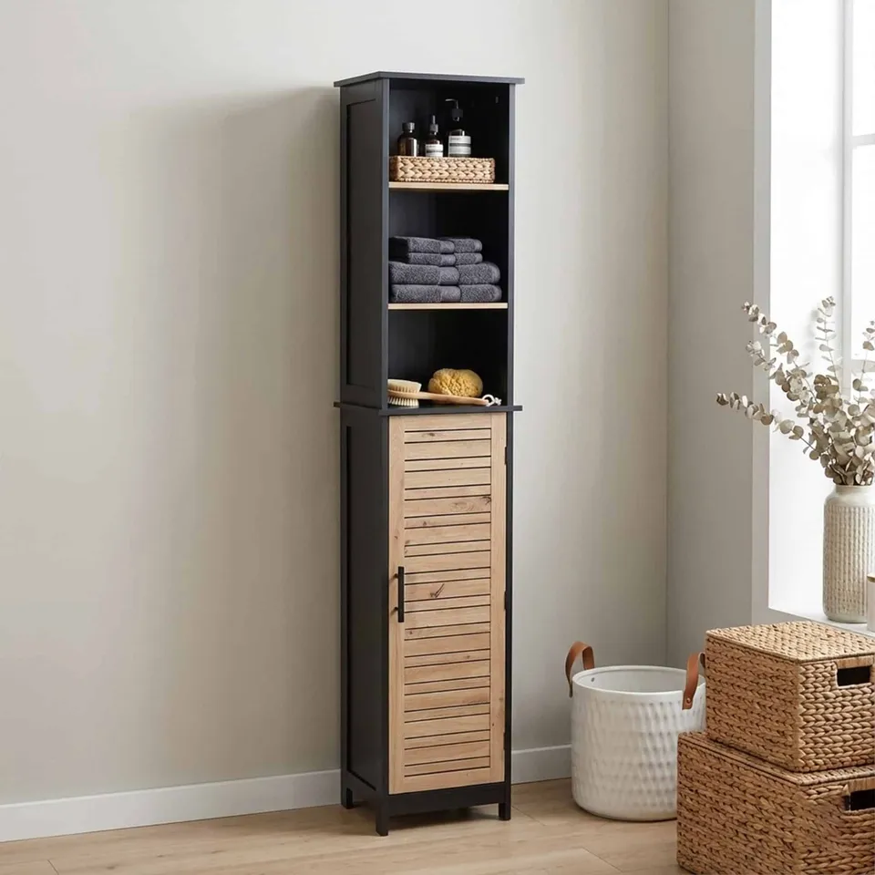 evideco-bergen-armoire-de-salle-de-bain-noir-et-marron image 1