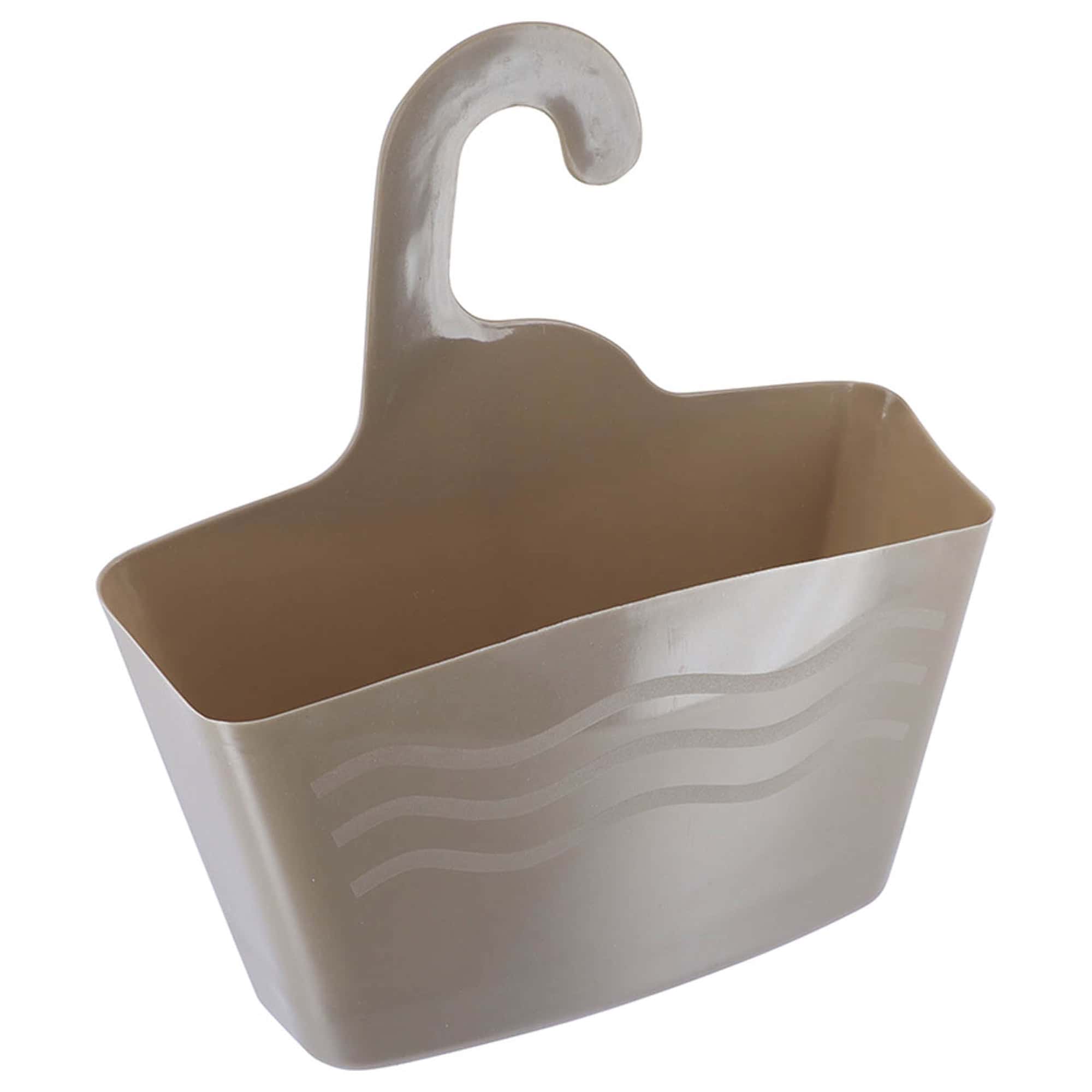 evideco-shower-panier-douche-suspendu-plastique-taupe-crochet image 6