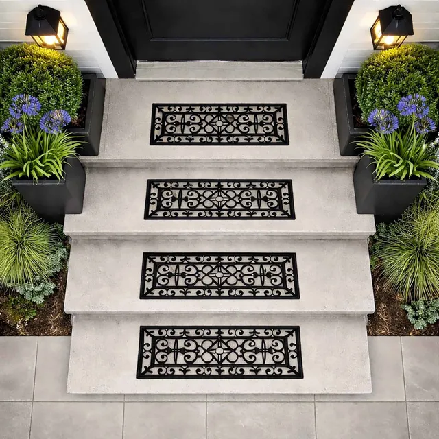 evideco-tapis-escalier-caoutchouc-lot-4-antid-rapant-volutes image 1