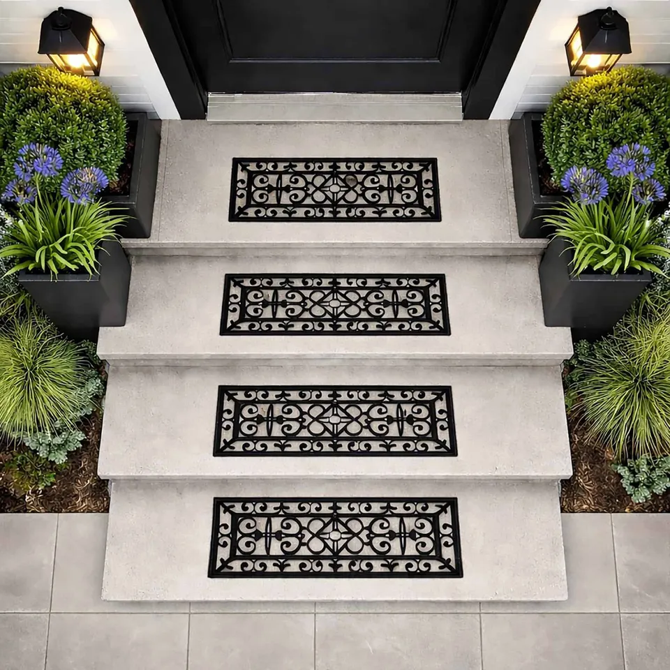 evideco-tapis-escalier-caoutchouc-lot-4-antid-rapant-volutes image 1