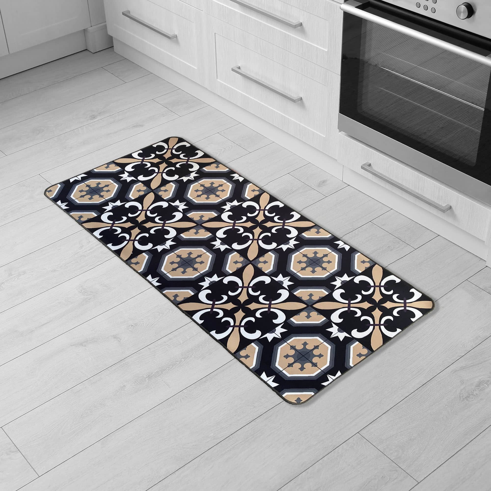 evideco-home-accessories-carmen-tapis-cuisine-noir-beige-47x20 image 2