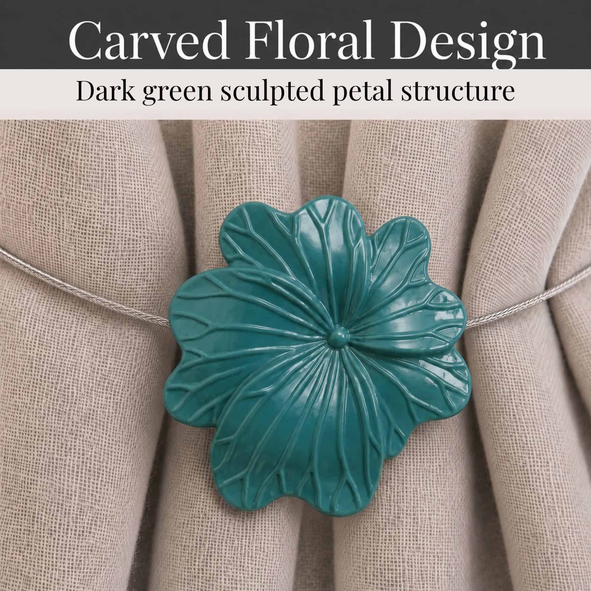 evideco-home-accessories-embrasse-rideau-fleur-vert-fonc-r-sine-magn-tique image 5