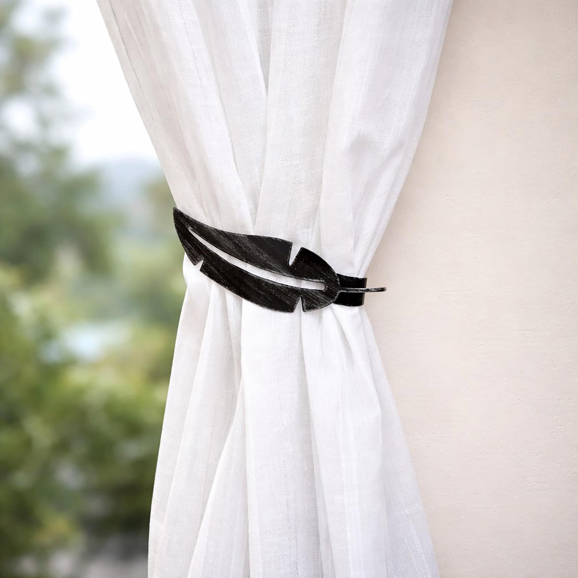 evideco-home-accessories-embrasse-rideau-magn-tique-plume-noir-argent image 7